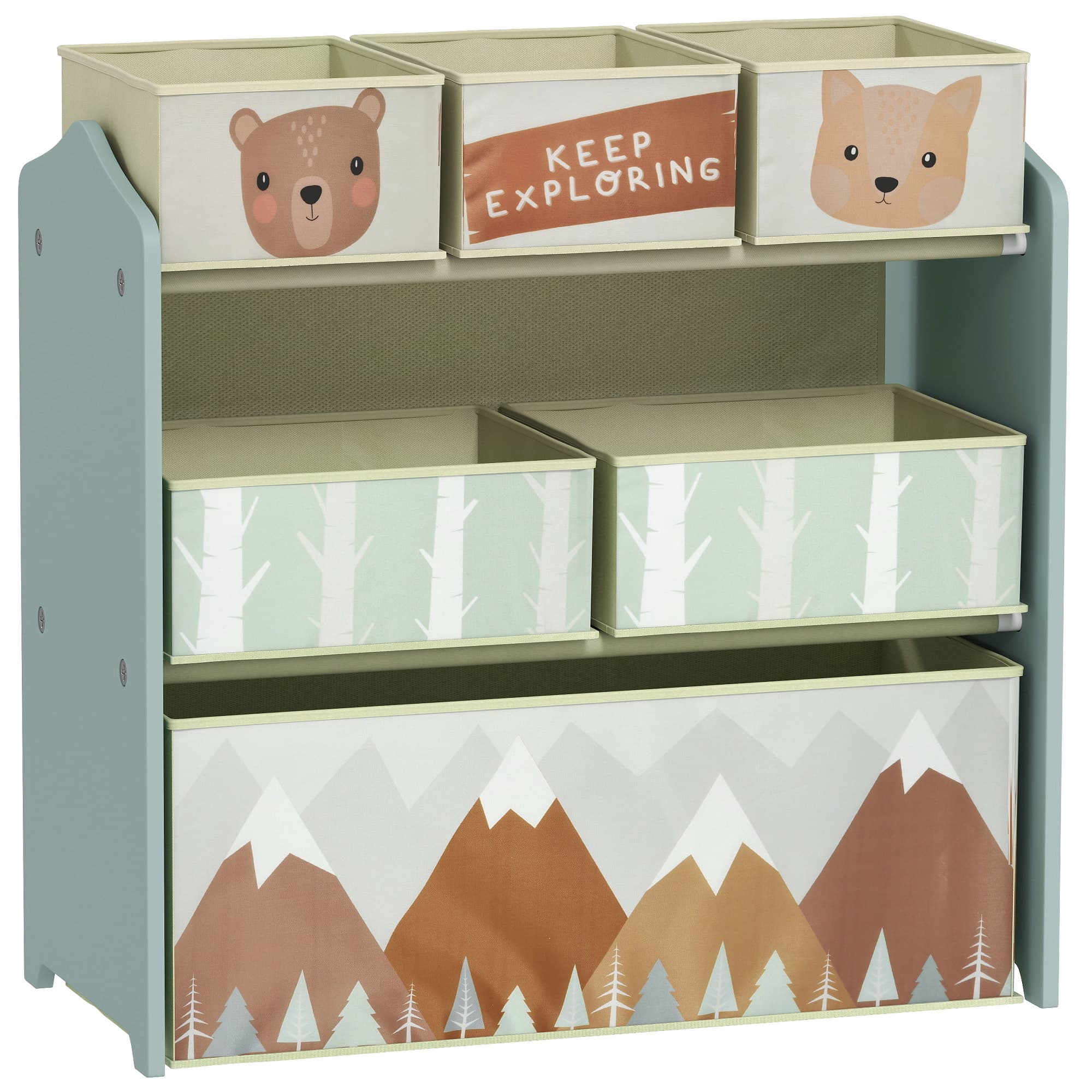 Kids Toy Storage Unit with Six Fabric Bins - image 9
