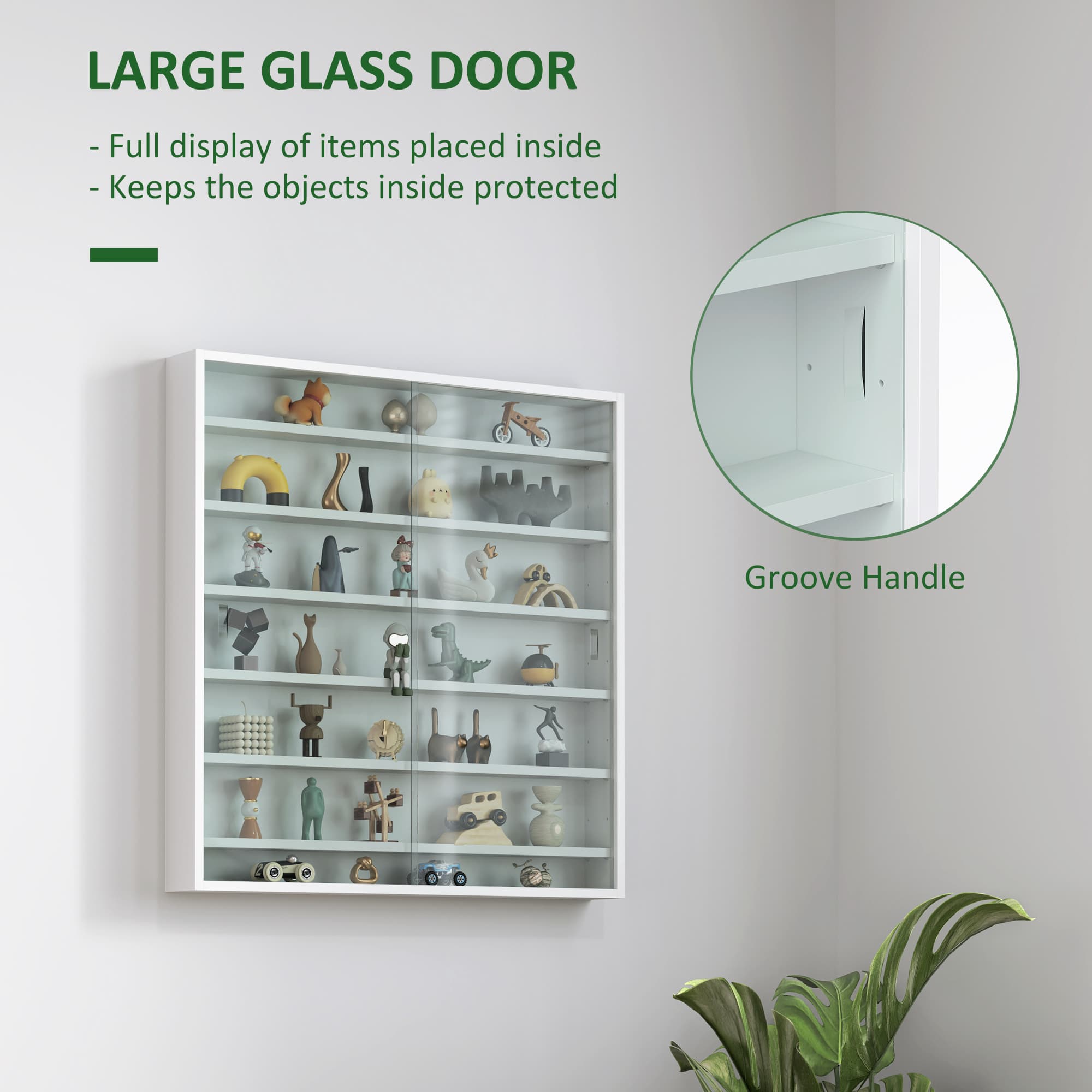 White Wall Mounted Display Cabinet with Sliding Glass Doors - image 1