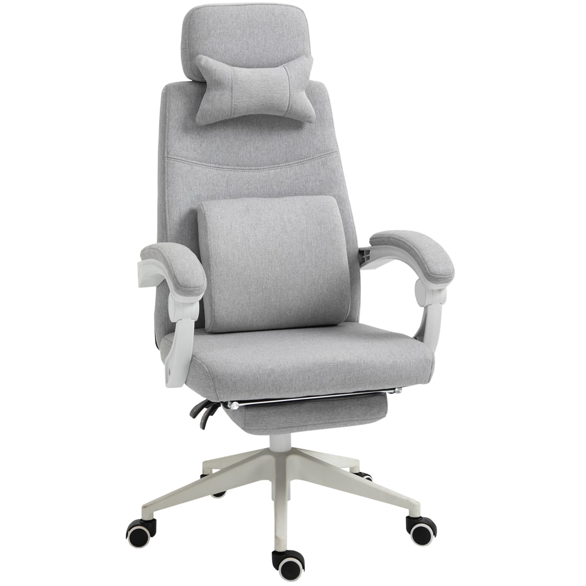 Ergonomic Grey Office Chair with 160° Recline & Footrest