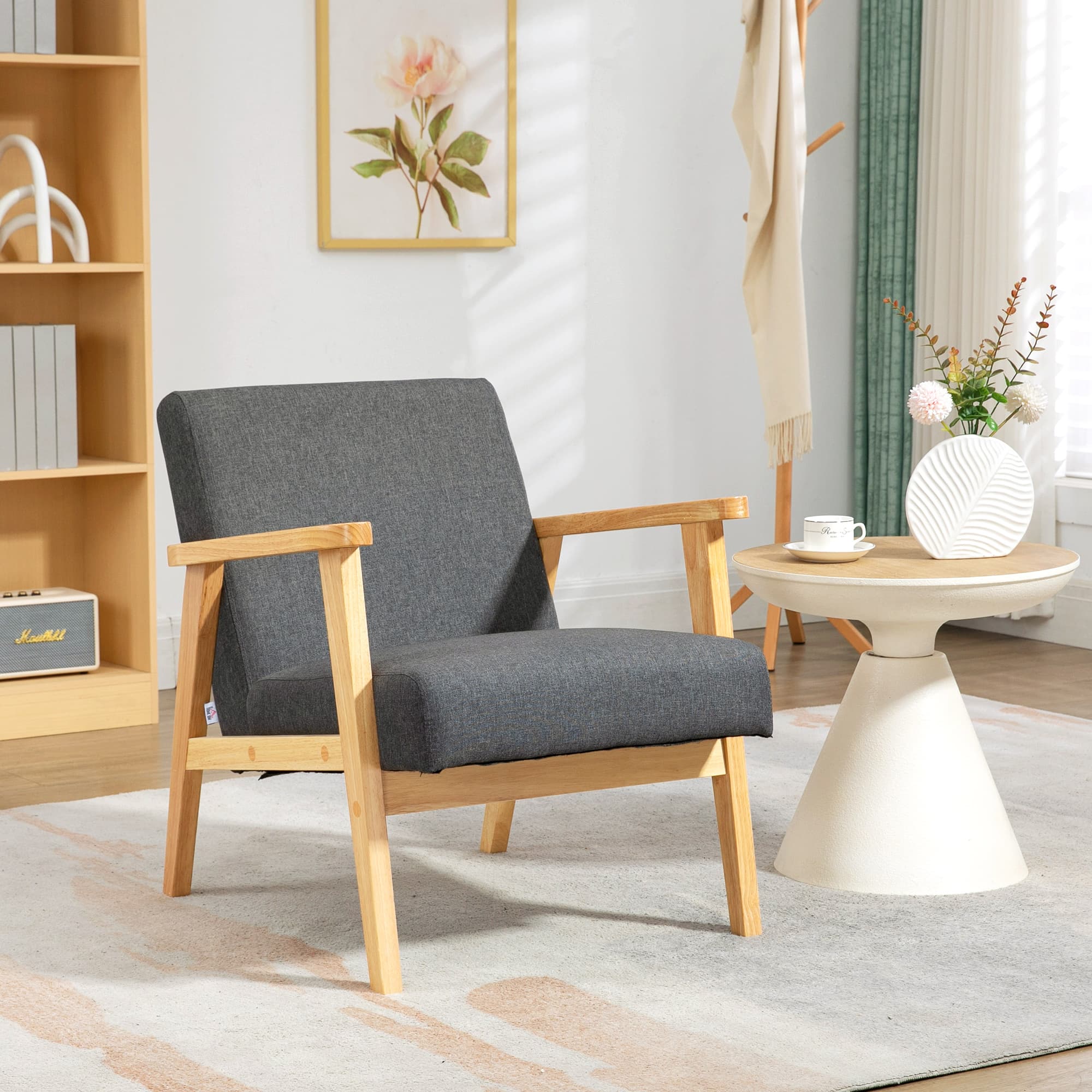 Retro Dark Grey Fabric Accent Chair for Effortless Style - image 2