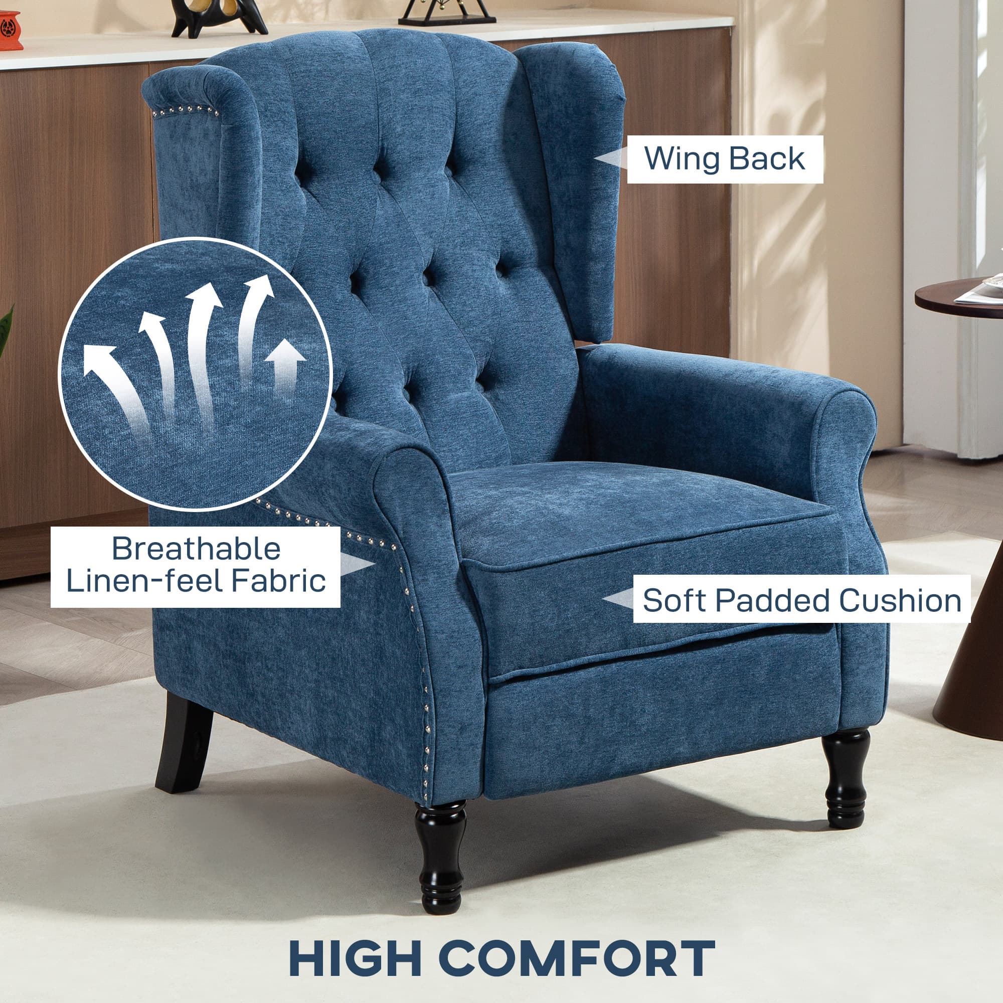 Transform Your Space with this Royal Blue Reclining Armchair - image 5
