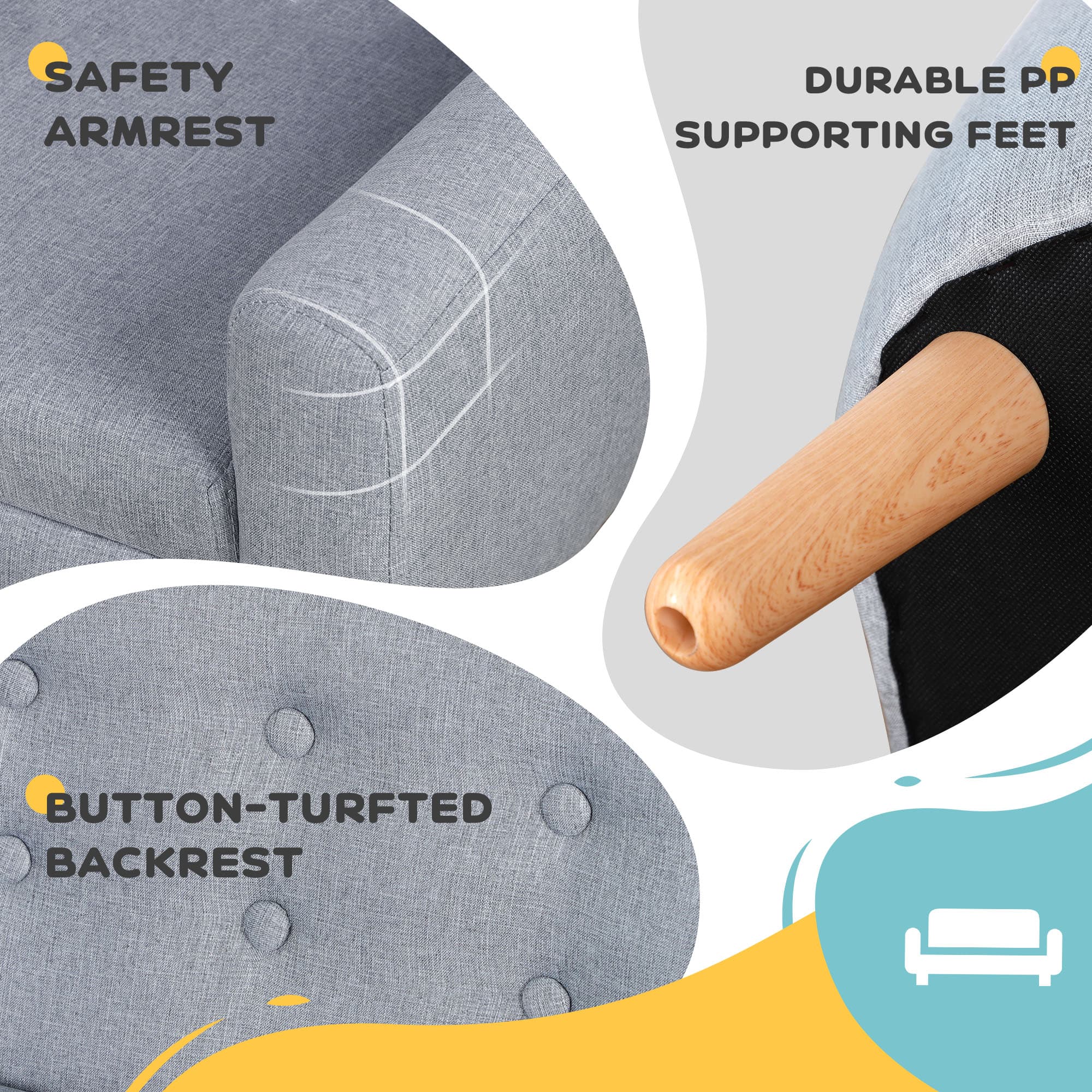 Transform Their Playroom with this Grey 2-Seater Kids Sofa - image 4