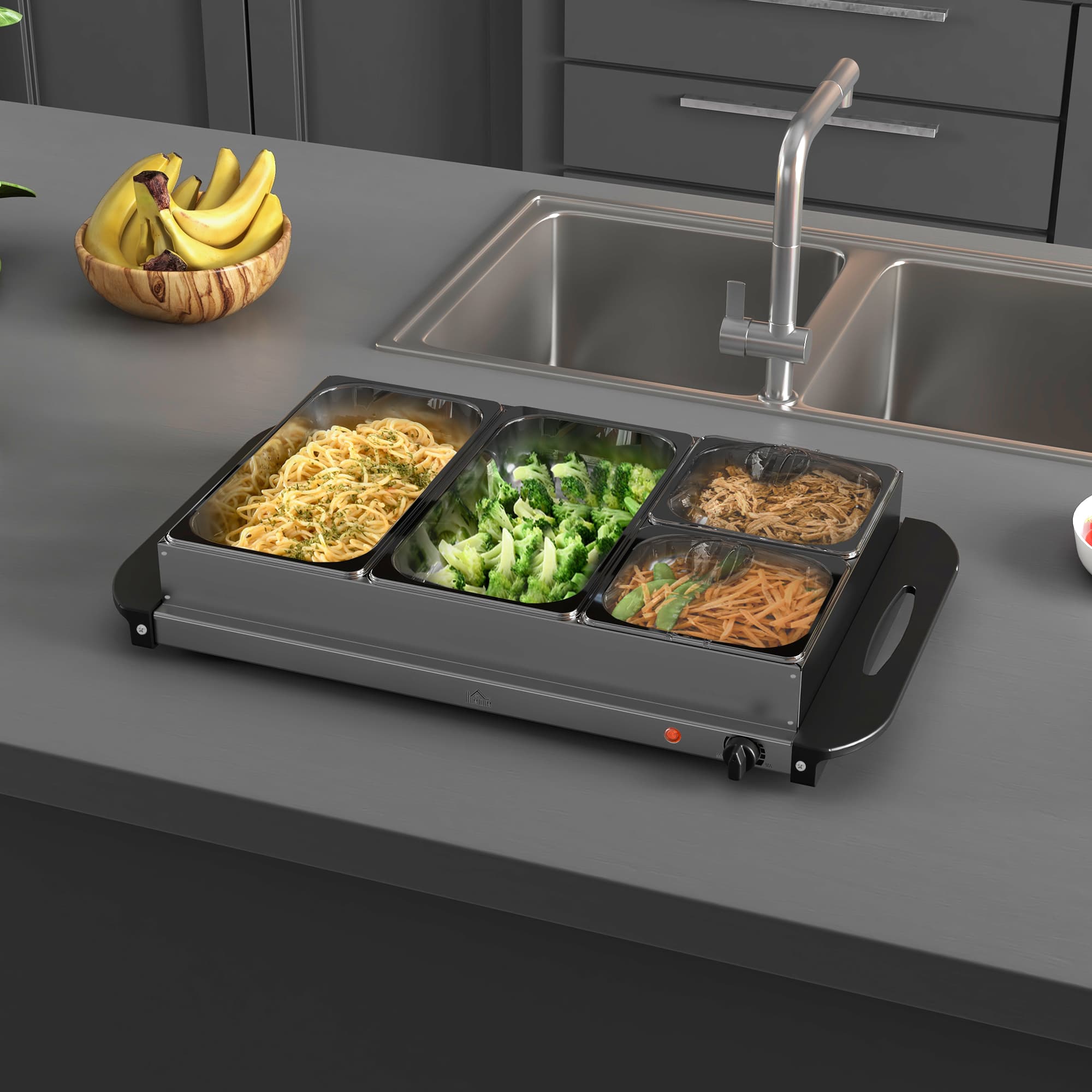 Electric Buffet Server with Four Trays and Adjustable Temperature Control - image 6
