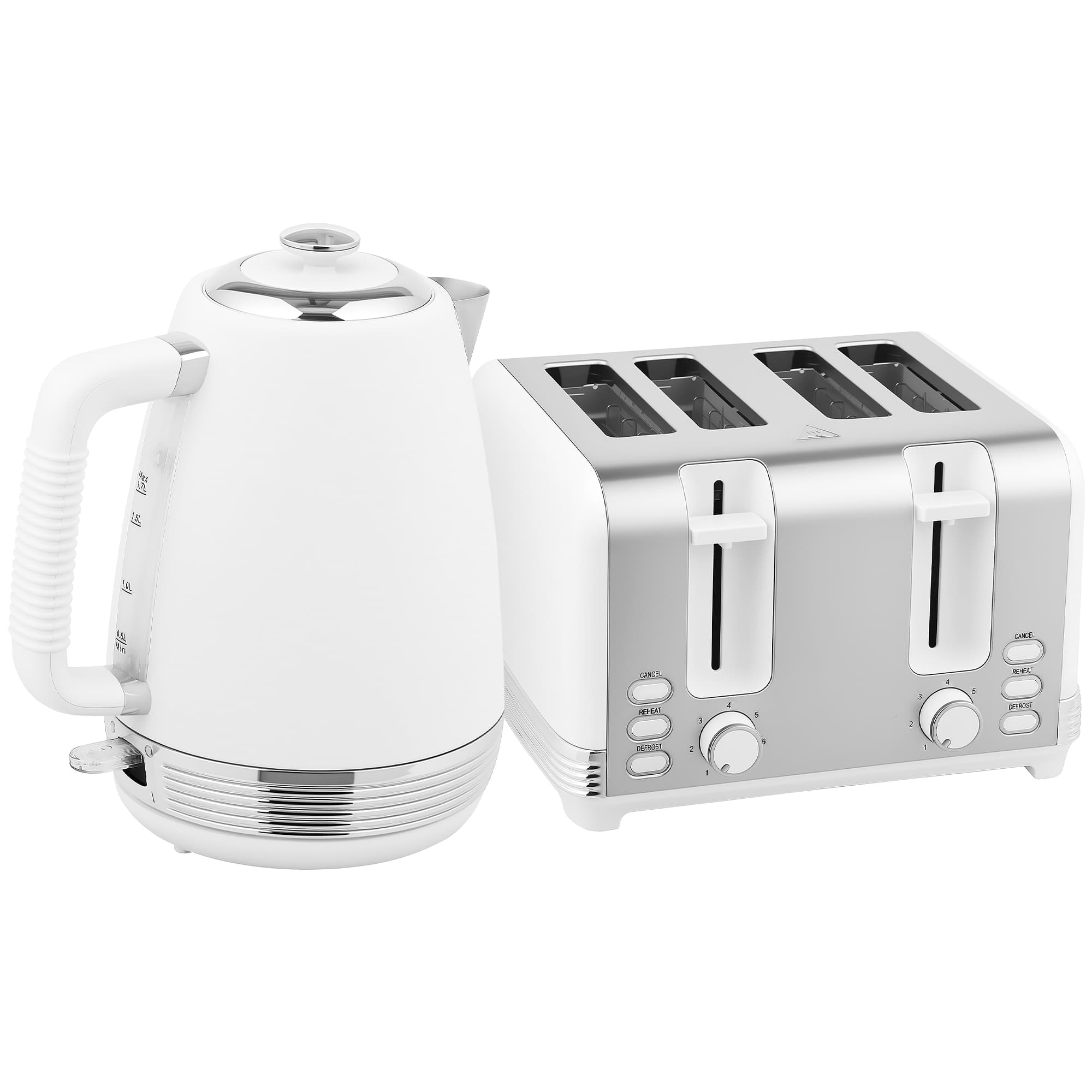 Transform Your Mornings with this Premium Kettle & Toaster Set - White