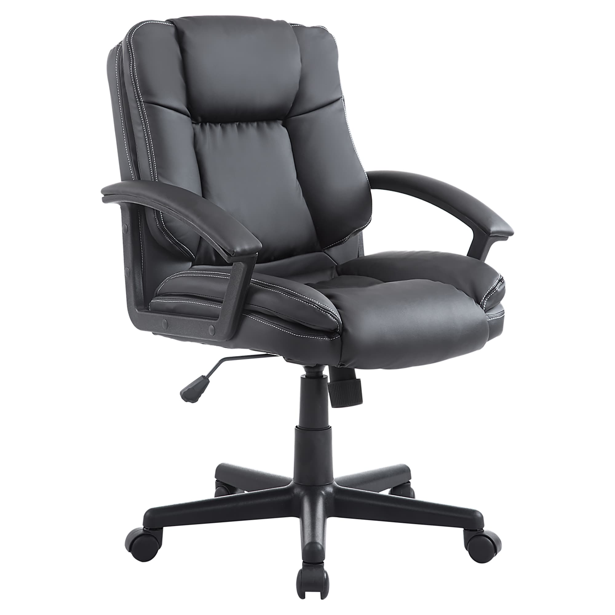 Transform Your Workspace with this Black PU Leather Desk Chair - Black
