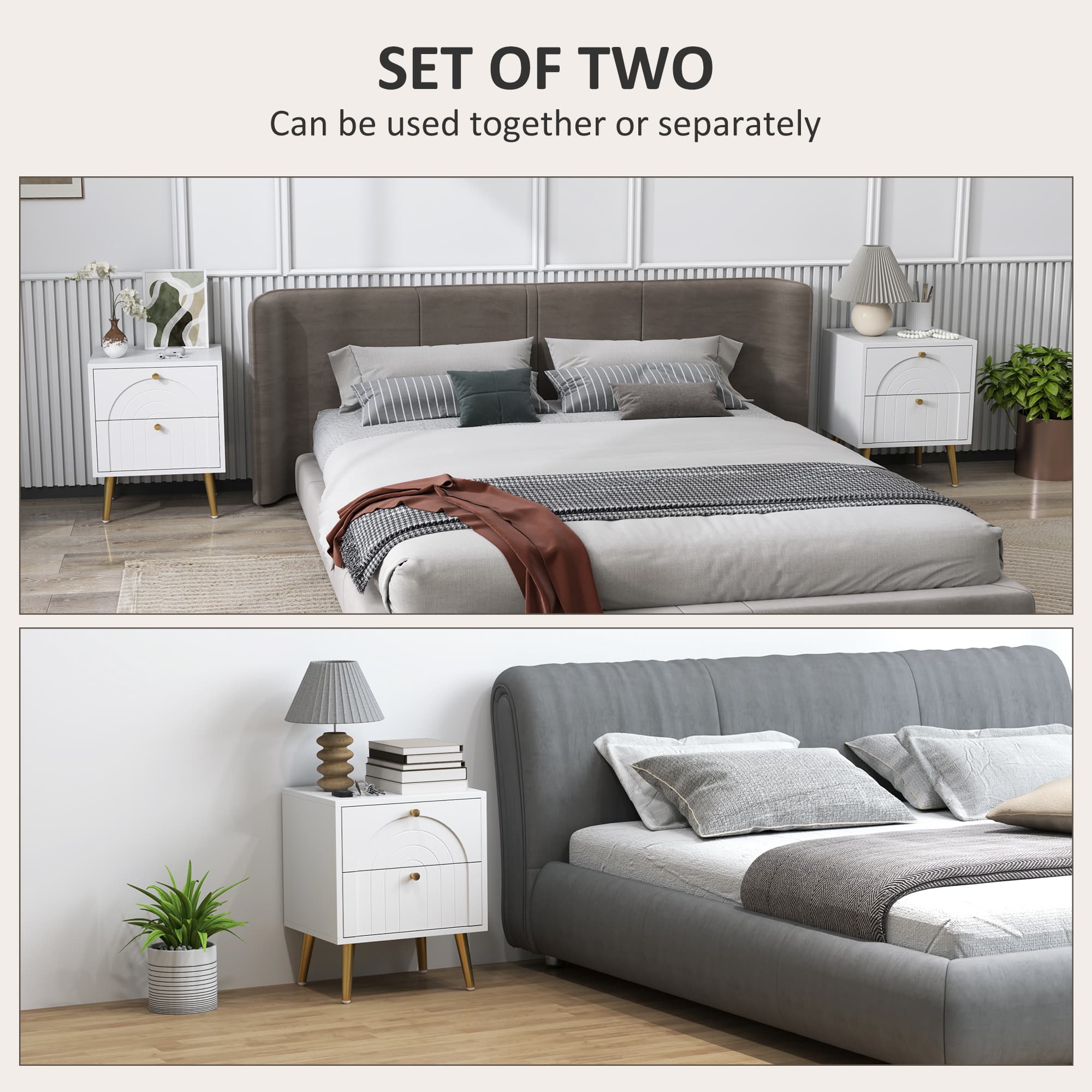 Transform Your Bedroom with Elegant White & Gold Bedside Tables - image 2