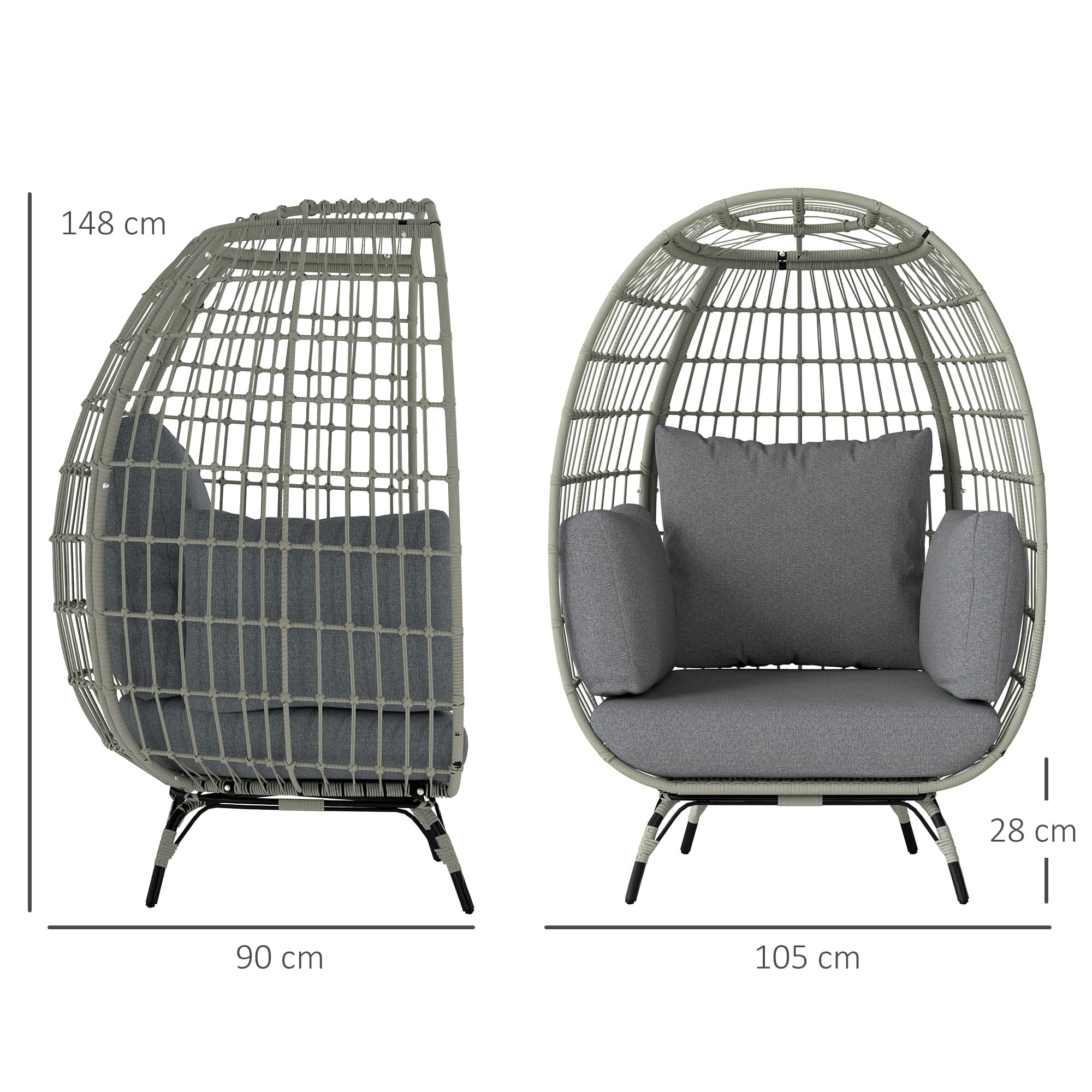 Relax in Style: Charcoal Grey Rattan Standing Egg Chair - image 3