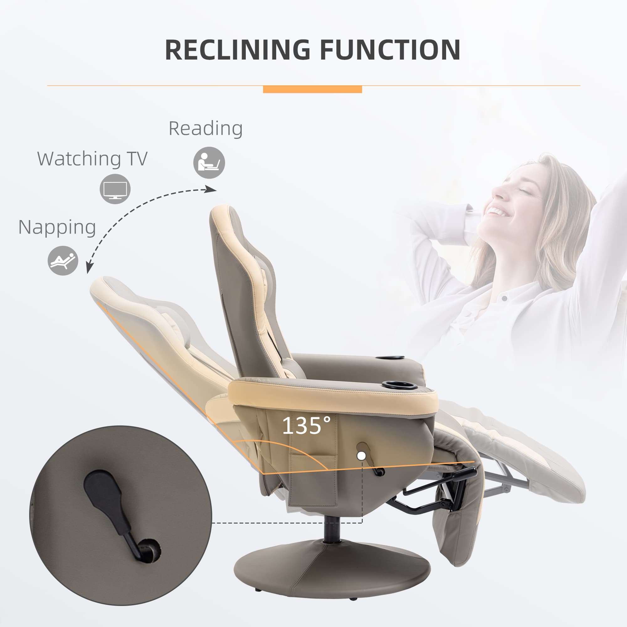 Transform Your Lounge with this Grey Swivel Recliner Chair - image 5