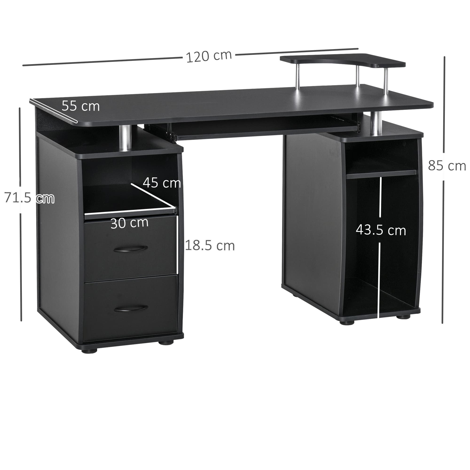 Engineered Black Computer Workstation for Effortless Productivity - image 2