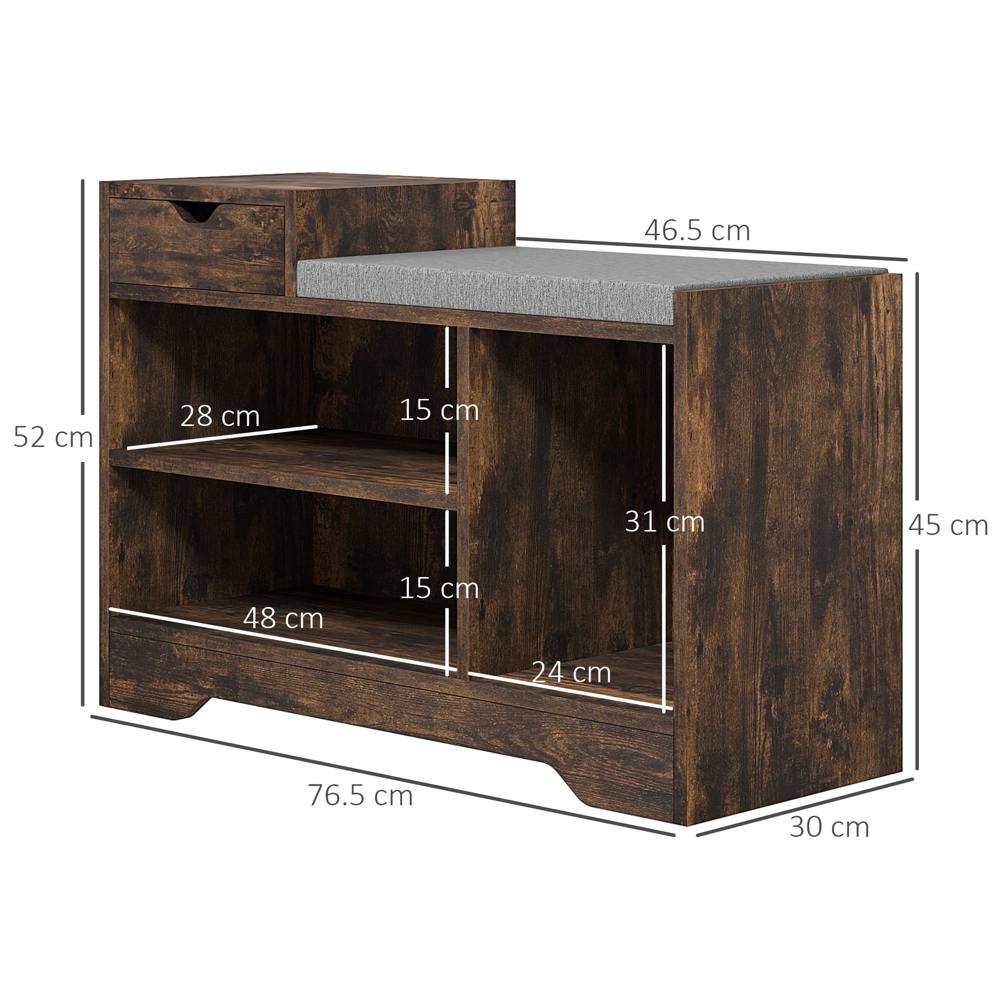 Effortless Hallway Organisation: Rustic Shoe Bench with Seat - image 4
