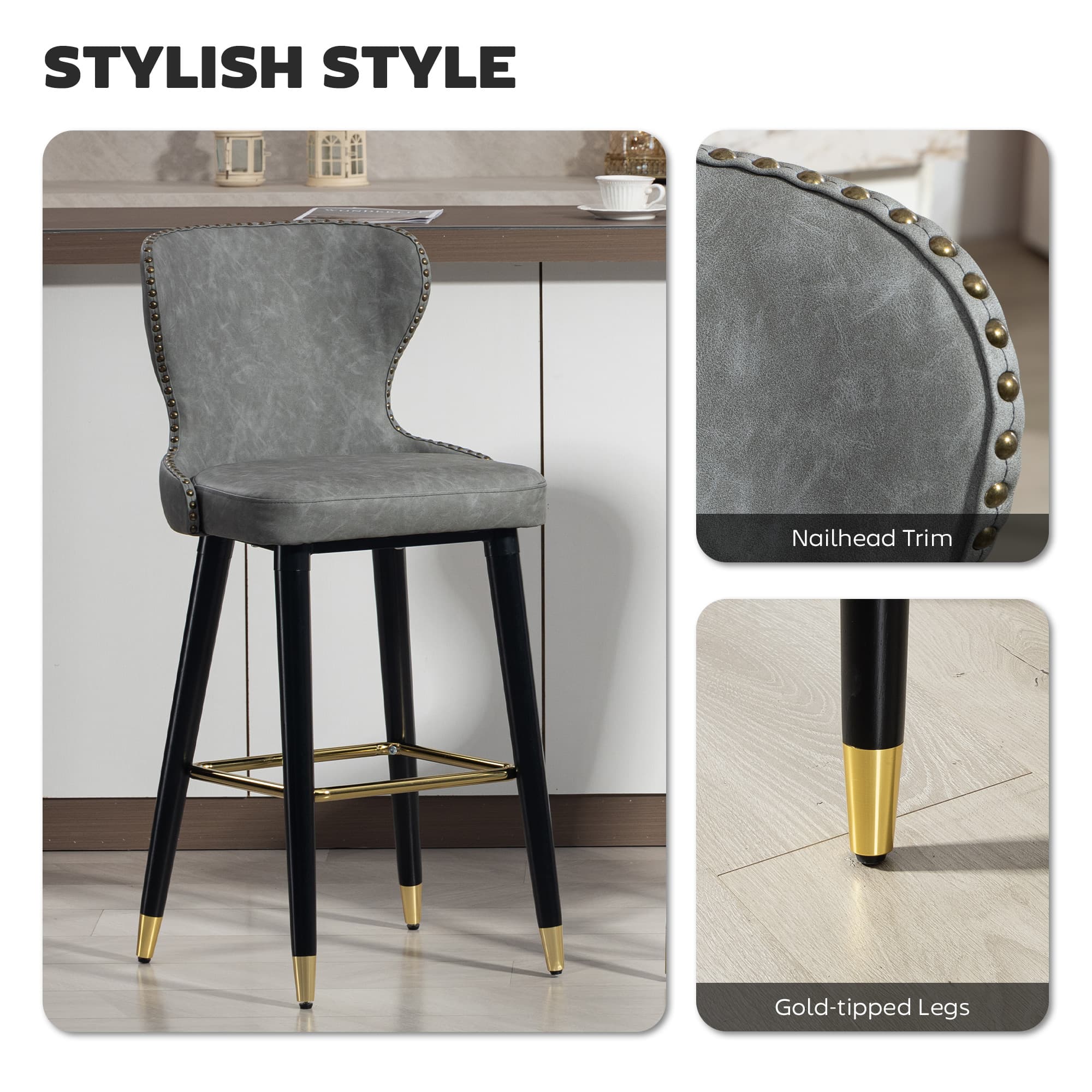 Transform Your Kitchen With Premium Grey Leather Bar Stools - image 3