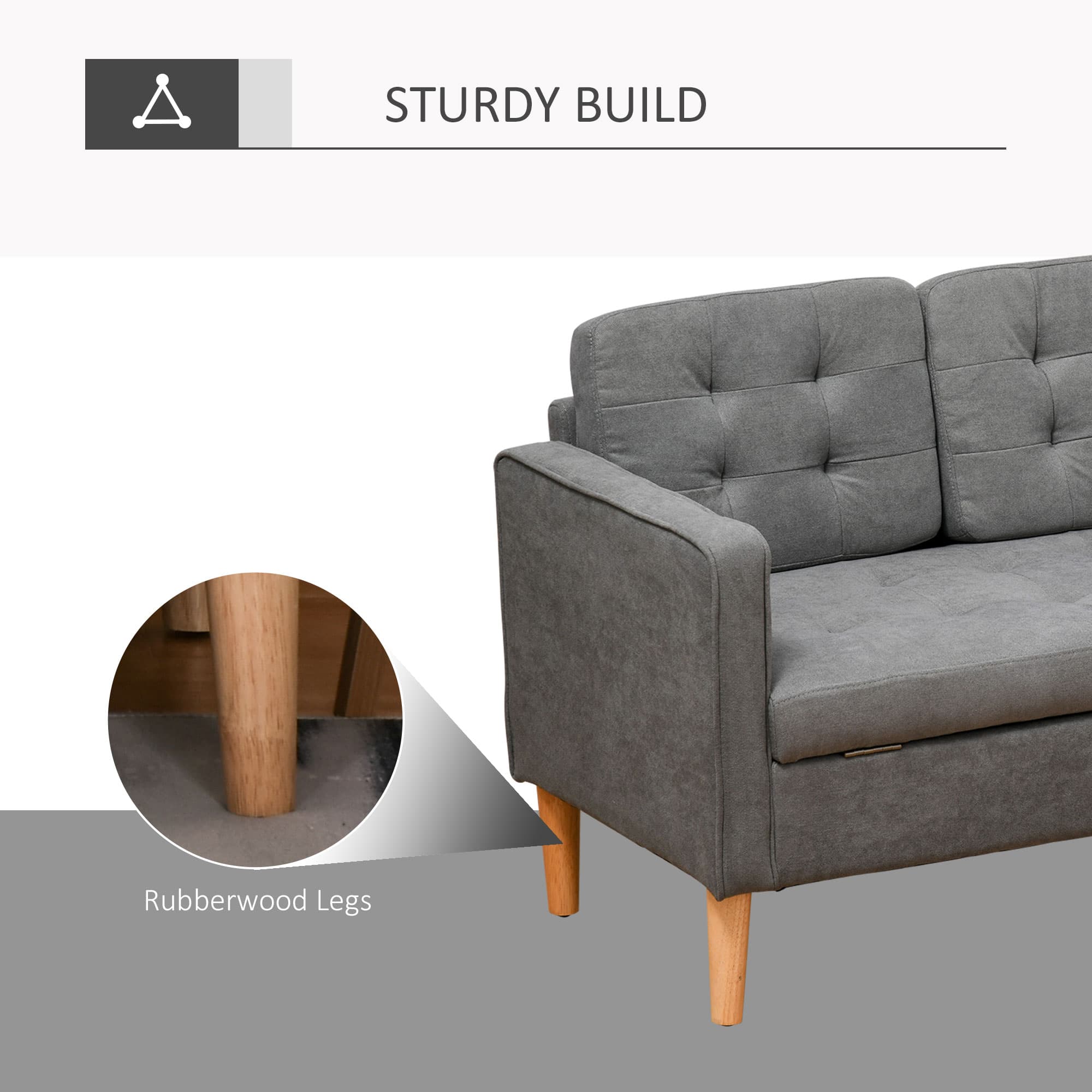 Modern Grey 3 Seater Sofa with Clever Hidden Storage - image 1