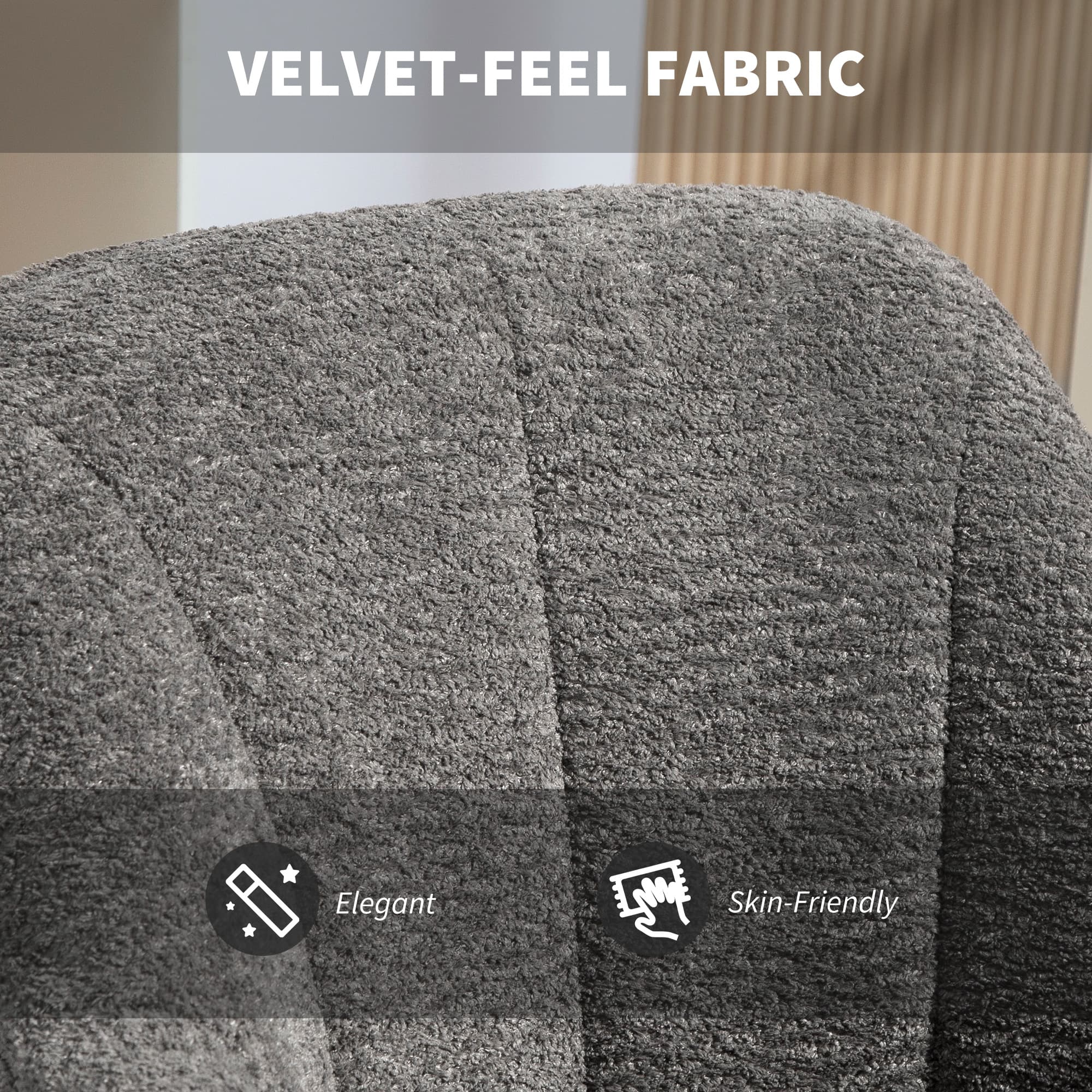 Grey Velvet-Feel Tub Office Chair for Effortless Comfort - image 5