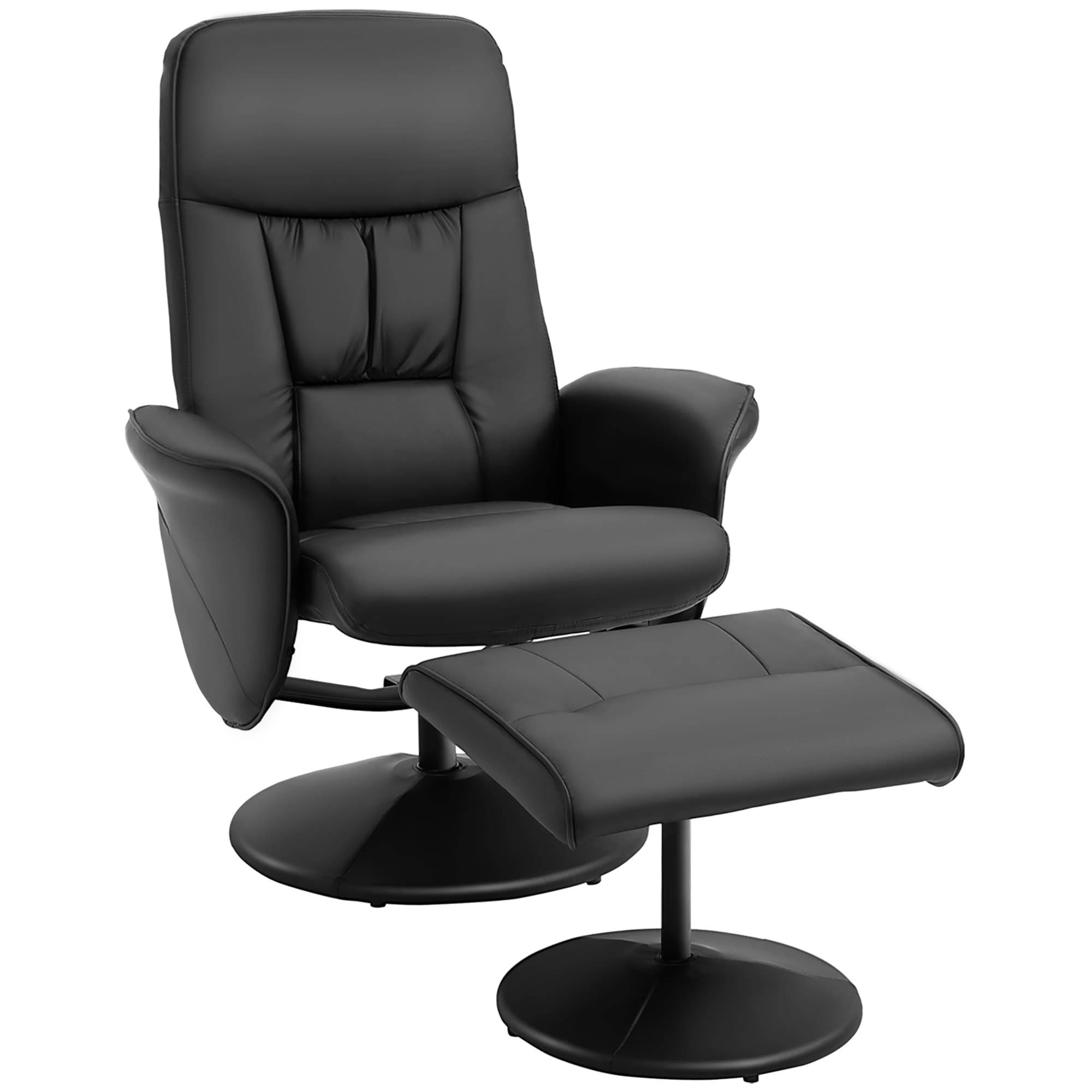 Transform Your Lounge with this Black Swivel Recliner & Stool - Black