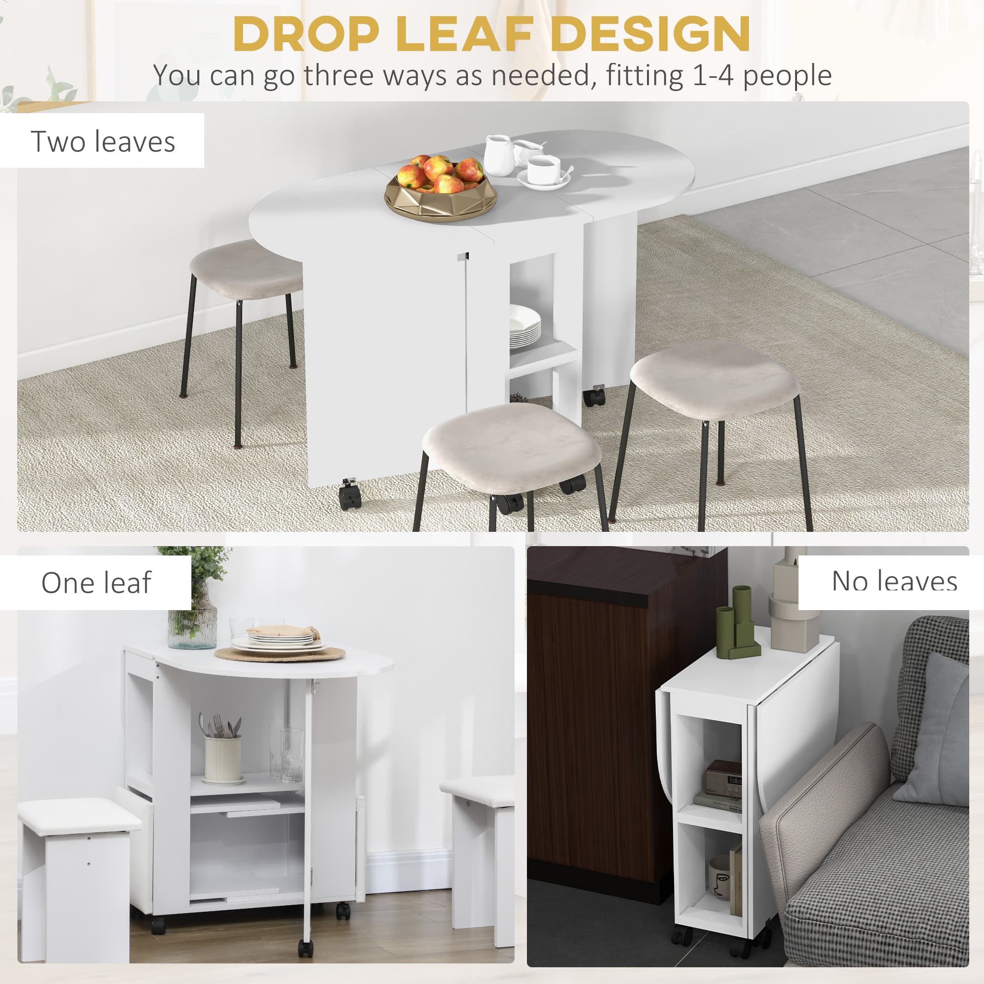 Transform Your Space with this White Drop Leaf Dining Table - image 2