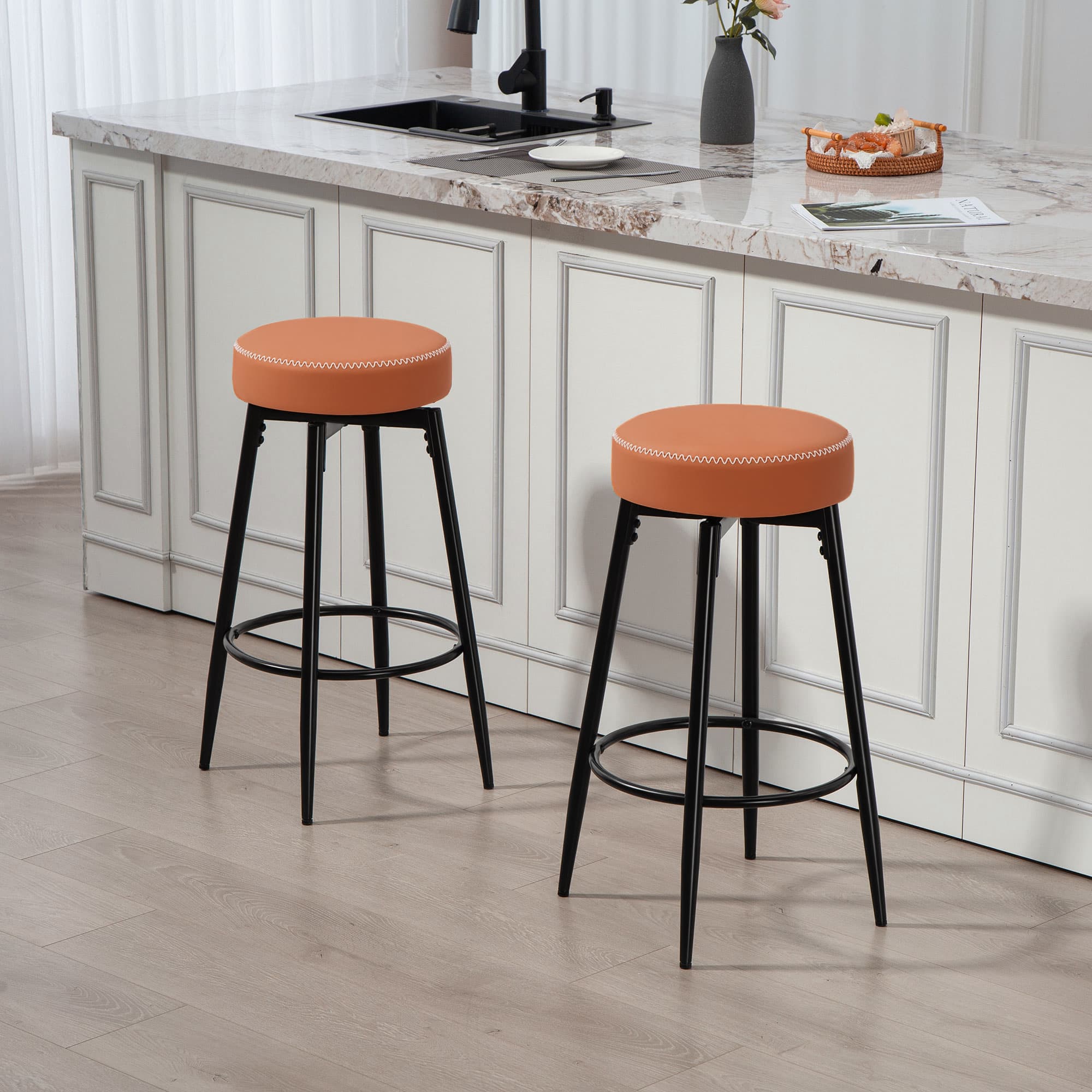 Transform Your Kitchen with these Brown Faux Leather Bar Stools - image 4