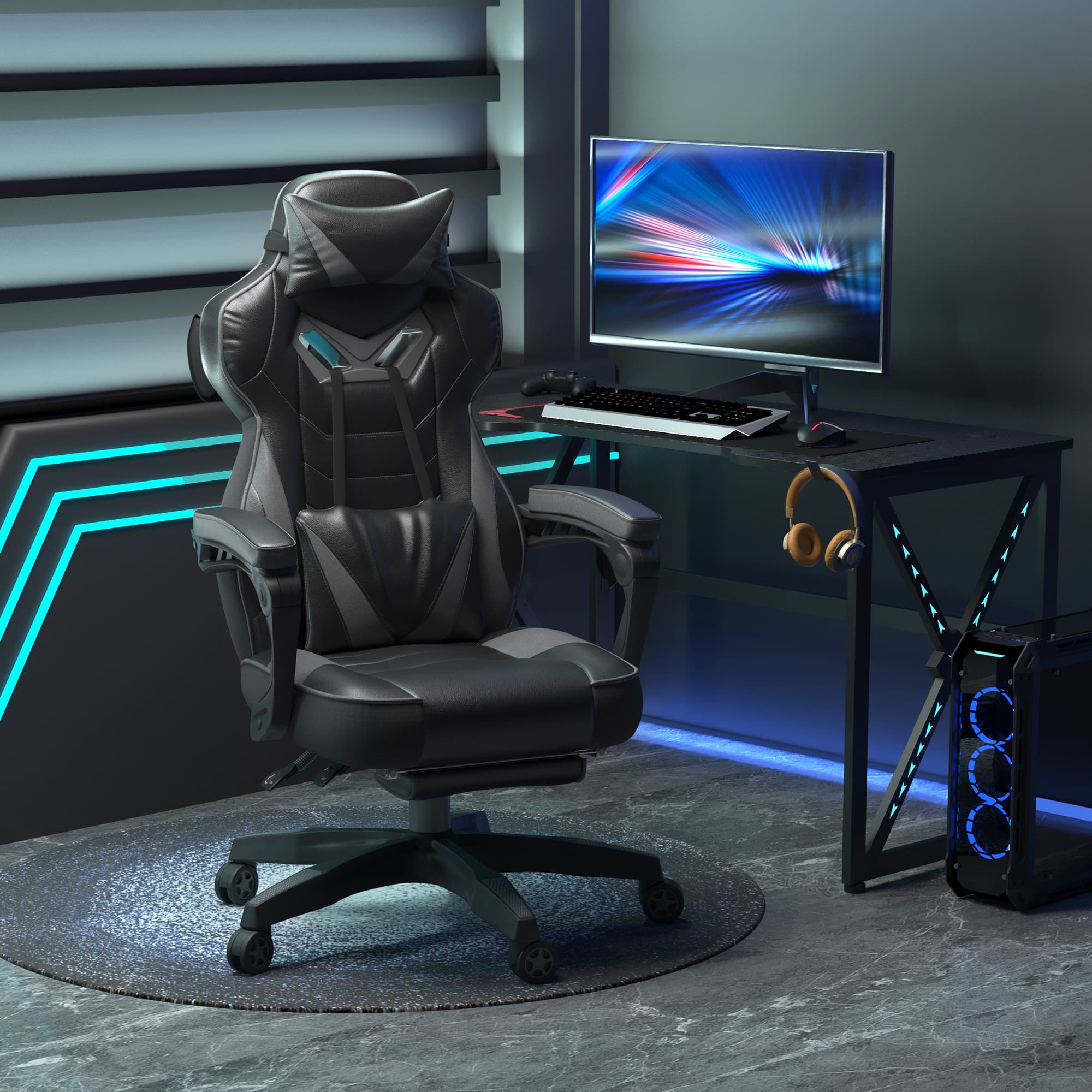 Engineered for Comfort: Grey Reclining Gaming Chair - image 3