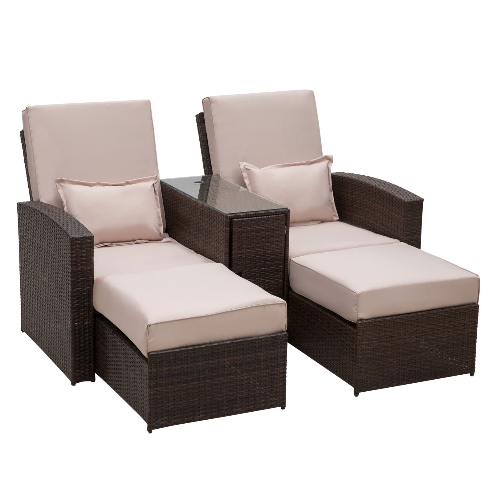 Transform Your Garden with this 2-Seater Rattan Lounger - Brown