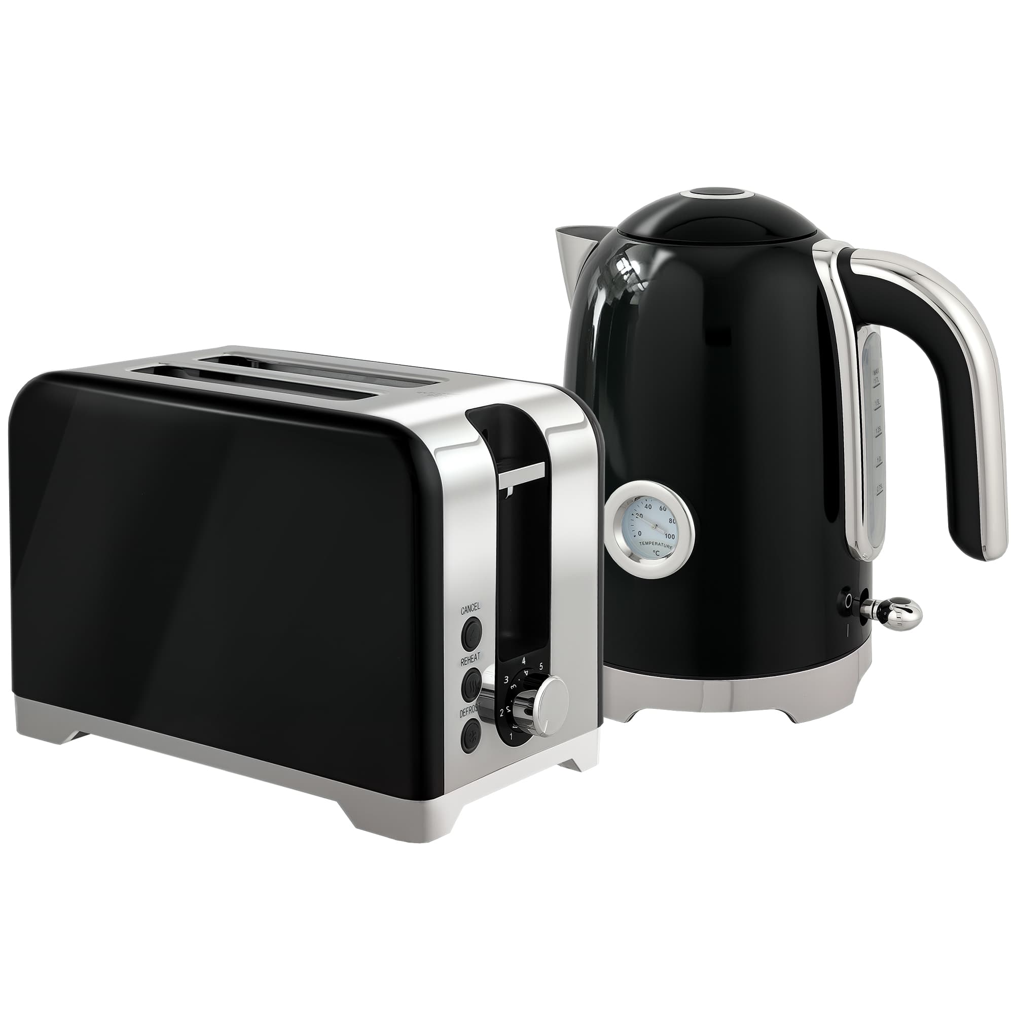 Transform Your Mornings with this Retro Kettle and Toaster Set - Black