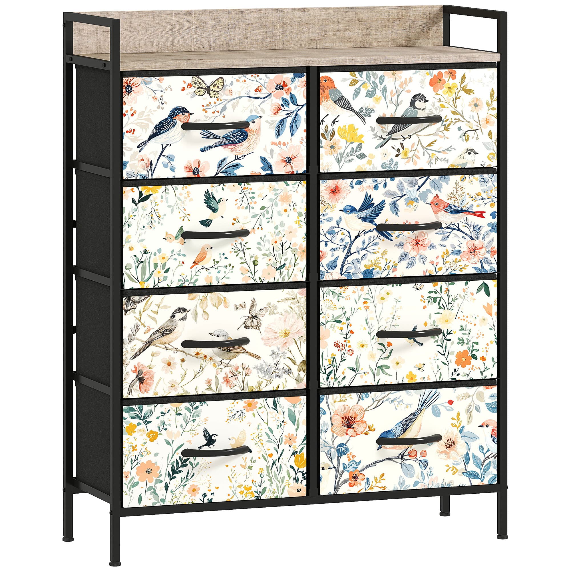 Effortless Organisation: White 8-Drawer Fabric Chest - Multicoloured