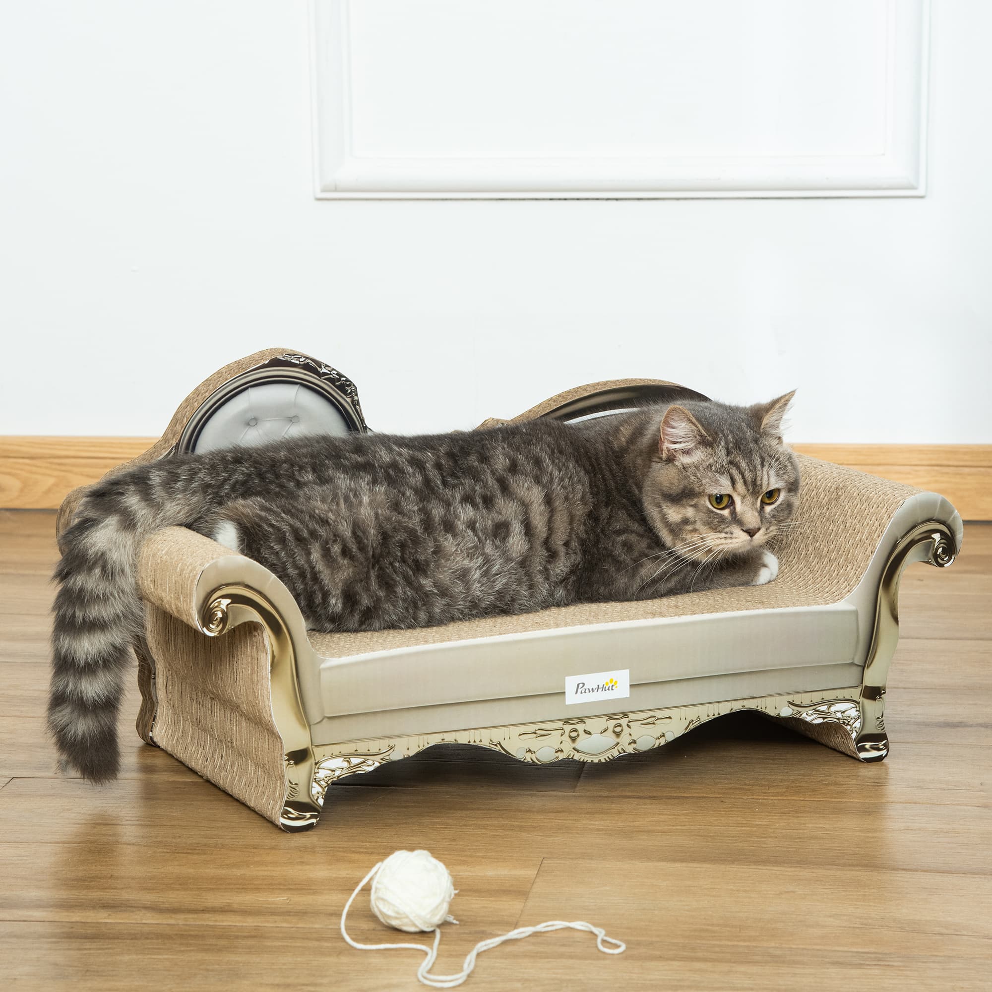 Brown Cat Scratching Chaise Bed for Lounging - image 9