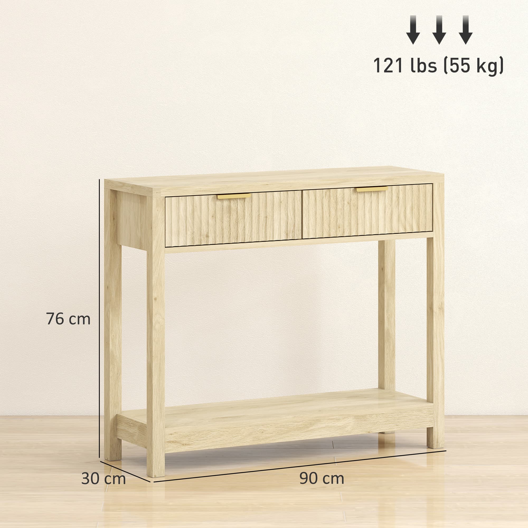 Natural Wood Fluted Console Table for Narrow Hallways - image 2