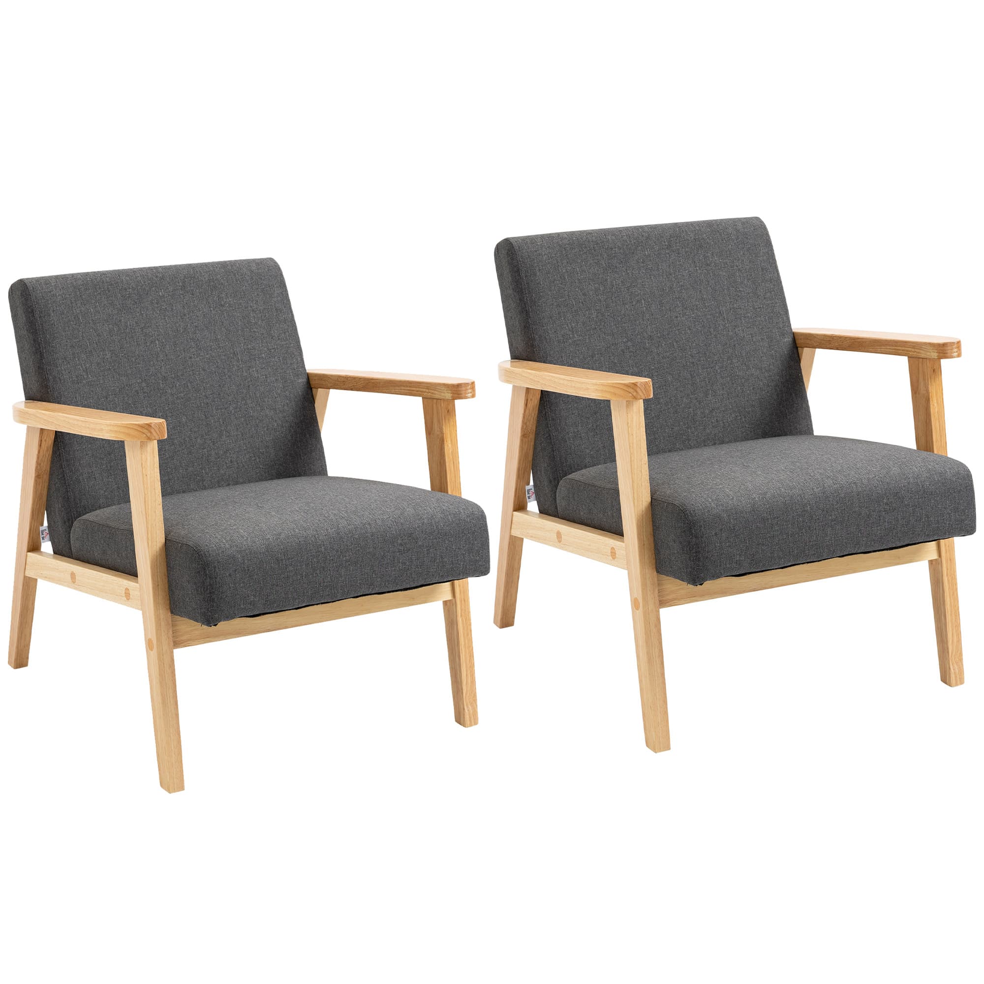 Transform Your Lounge with Two Dark Grey Retro Accent Chairs - Dark Grey