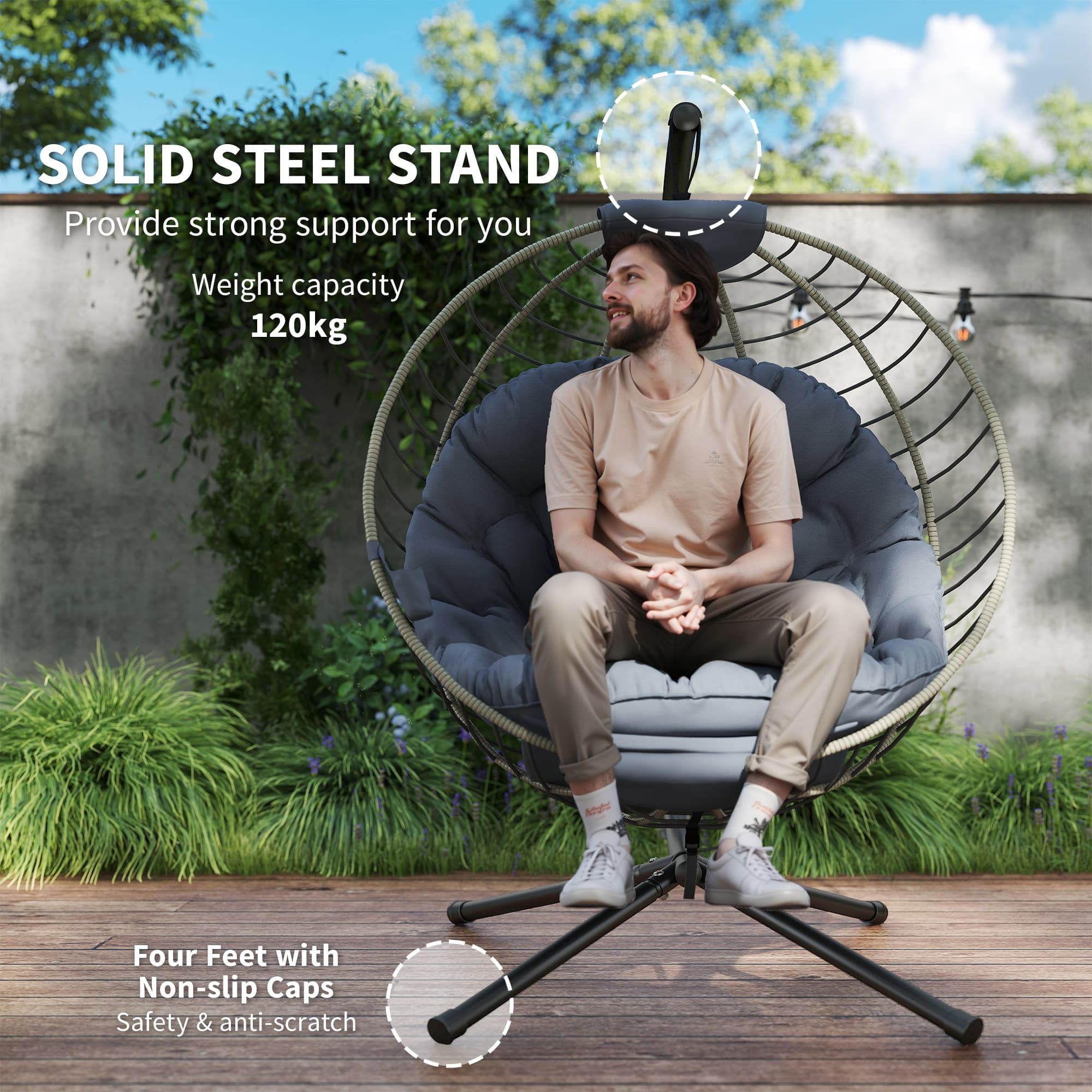 Transform Your Garden with this Grey Rattan Swing Chair - image 2