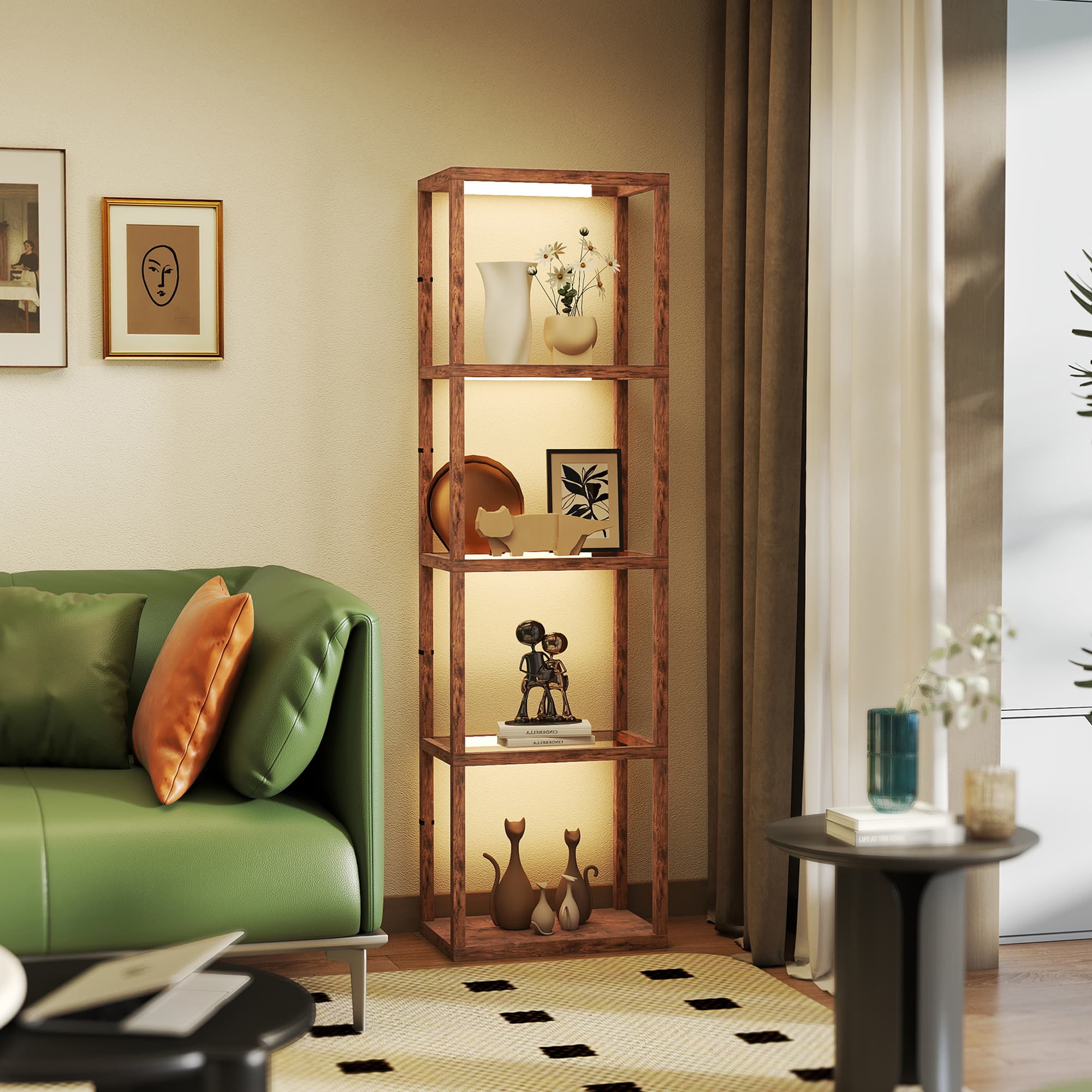 Transform Your Space with this Rustic Brown Shelf Lamp - image 5