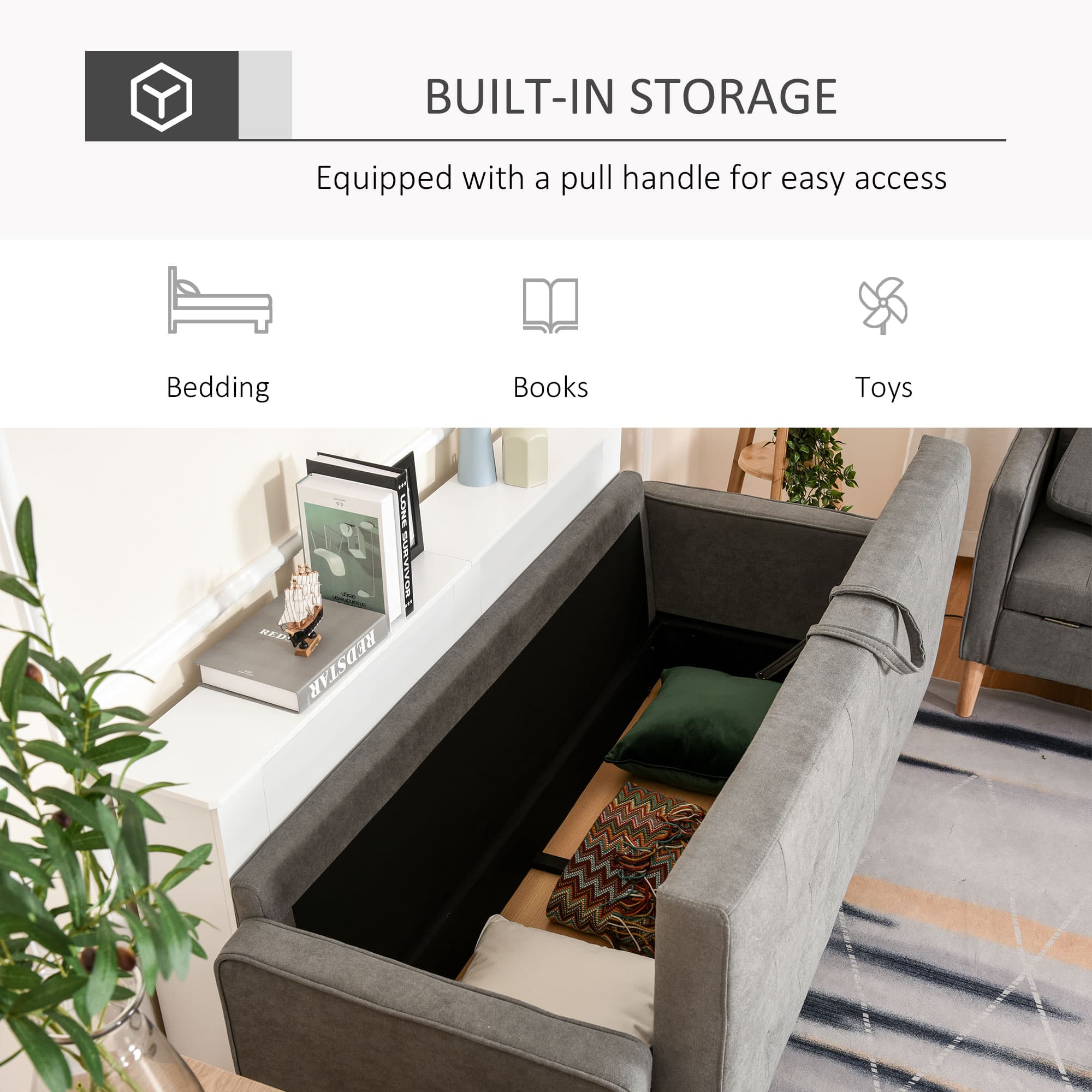 Modern Grey 3 Seater Sofa with Clever Hidden Storage - image 2