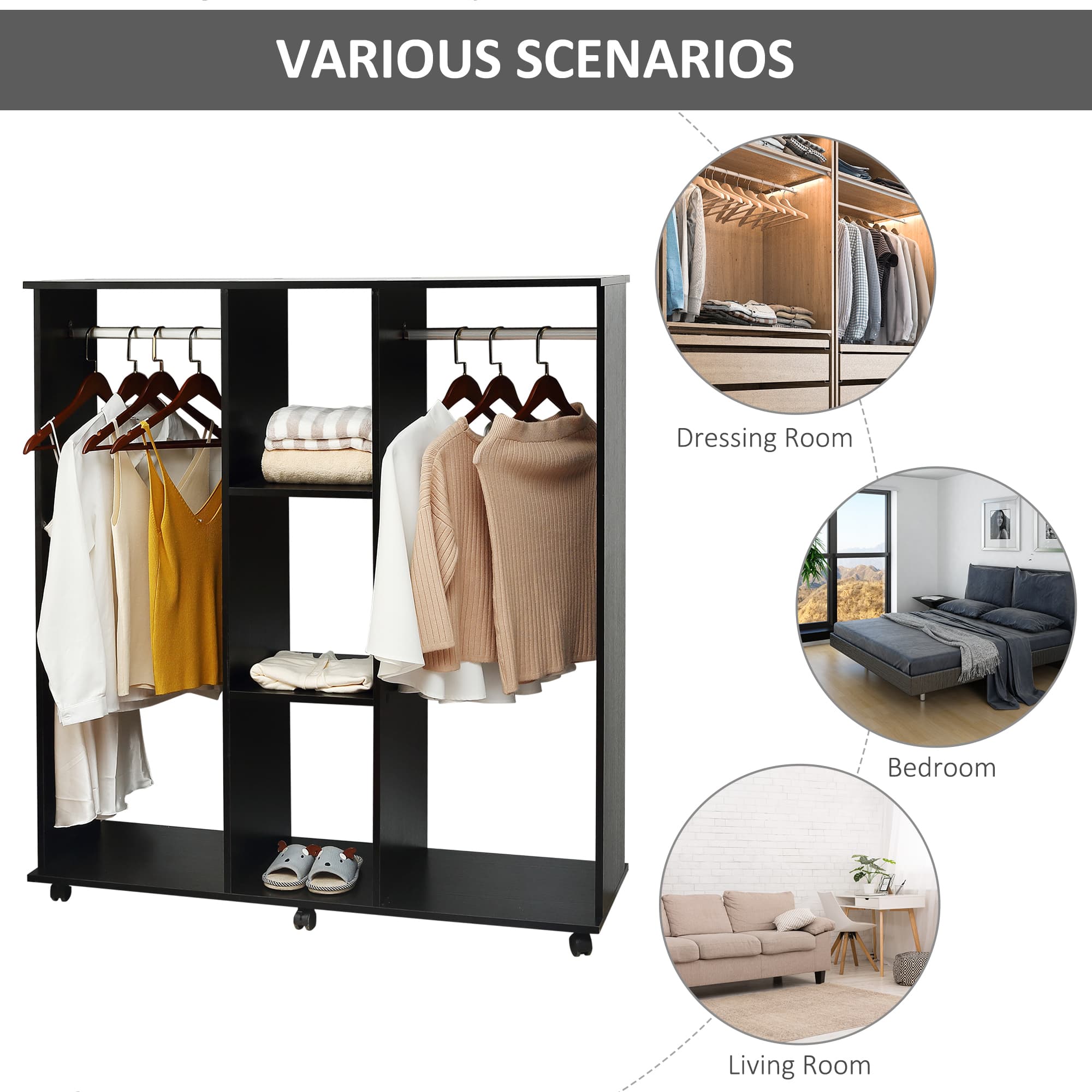 Effortless Storage with the Black Mobile Open Wardrobe - image 2