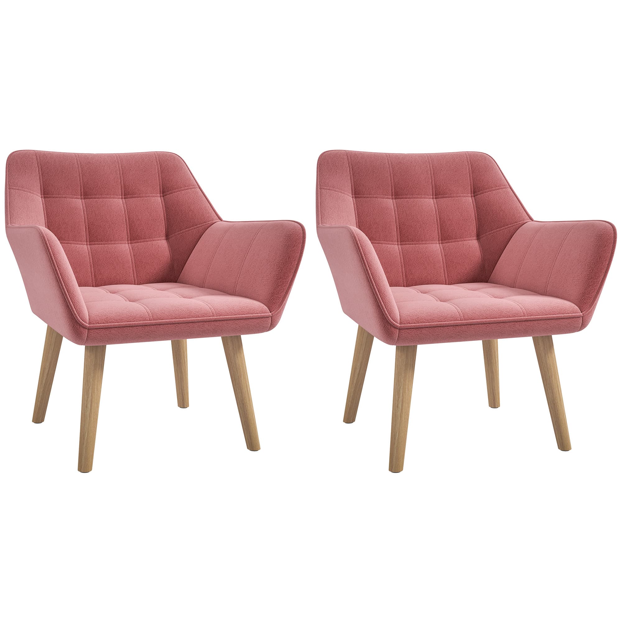 Transform Your Space with Two Pink Velvet Accent Chairs - Pink