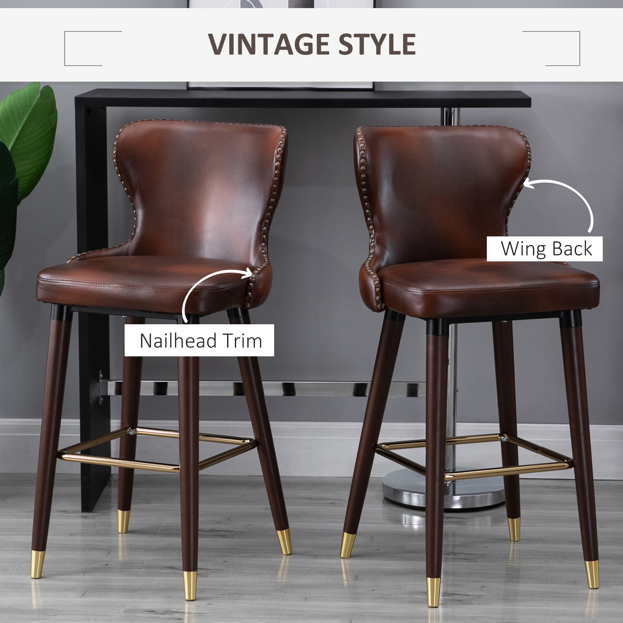 Transform Your Kitchen with Premium Brown Leather Bar Stools - image 1