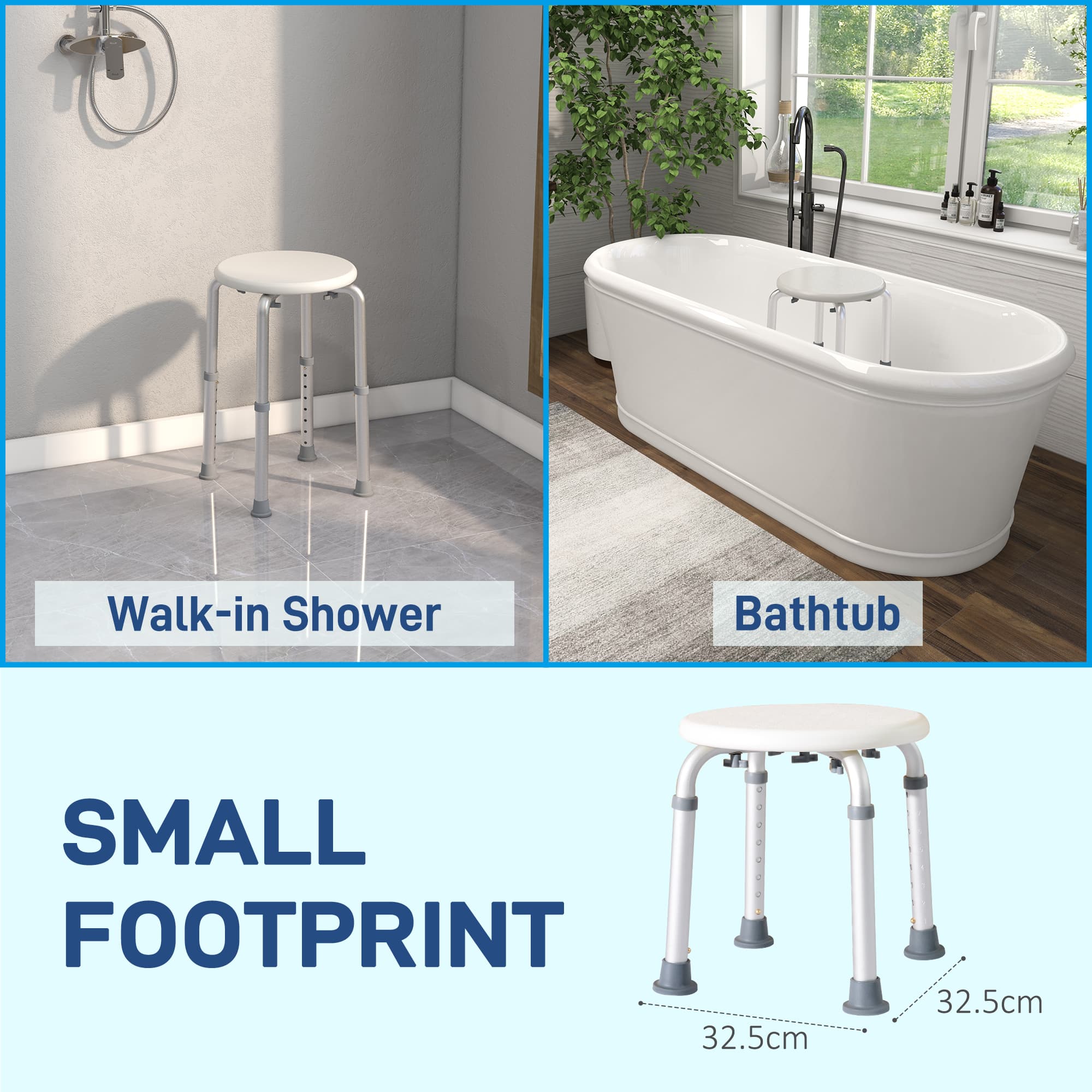 Shower Stool with Adjustable Height and Non-Slip Suction Feet - image 8