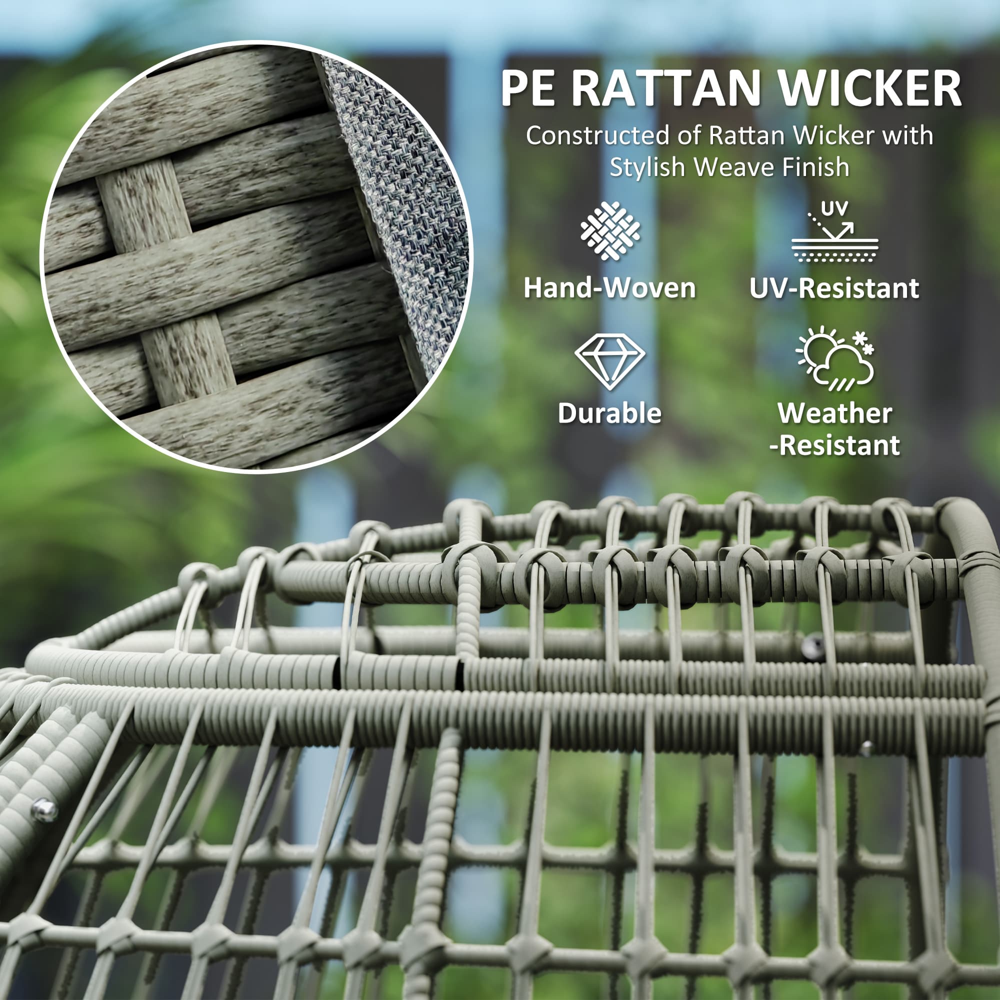 Relax in Style: Charcoal Grey Rattan Standing Egg Chair - image 5