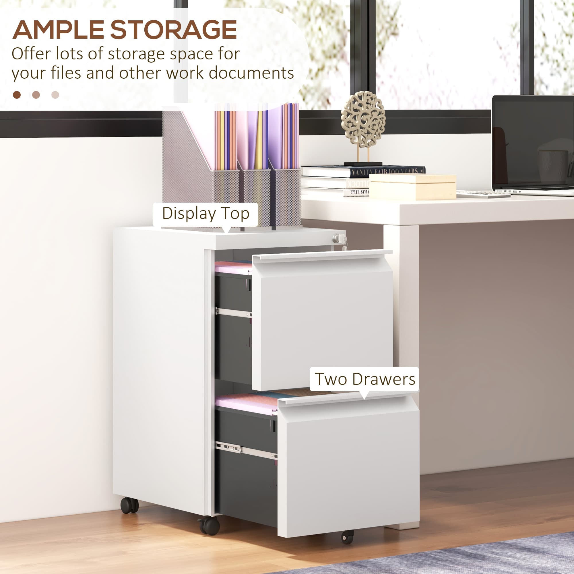 Vinsetto Lockable Mobile Filing Cabinet in Crisp White - image 4