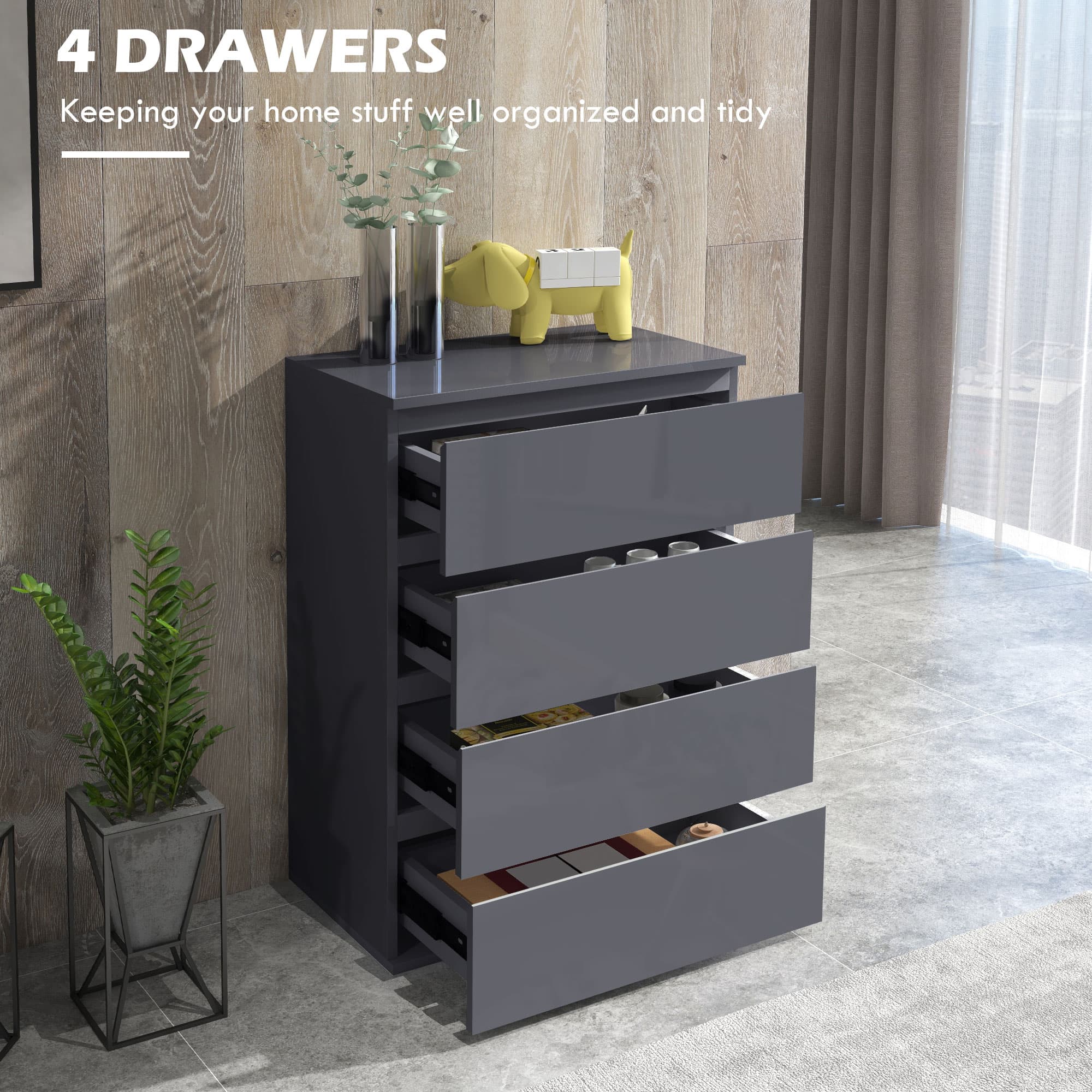Transform Your Bedroom with this Sleek Grey 4-Drawer Chest - image 3