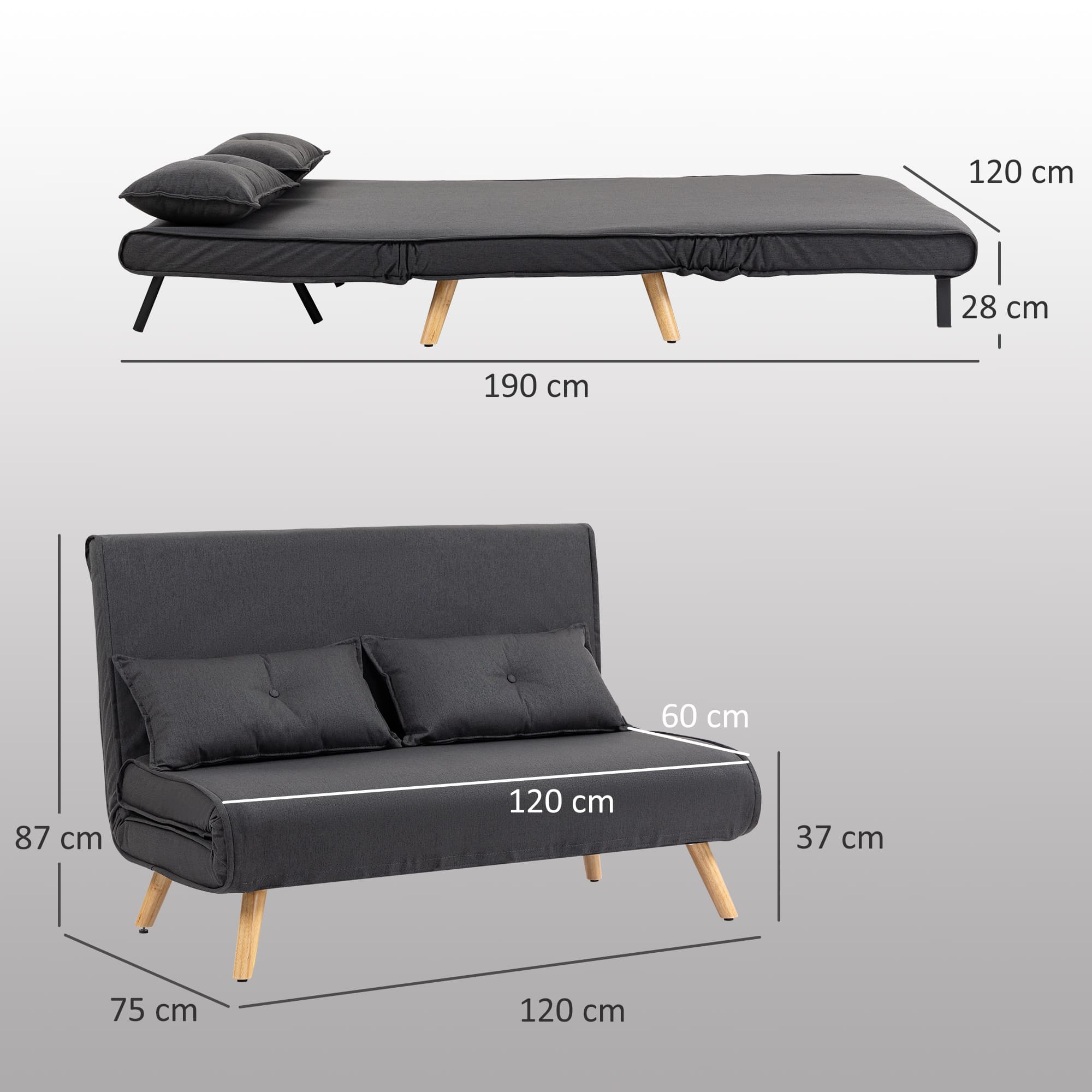 Transform Your Space with this Charcoal Grey Sofa Bed - image 3