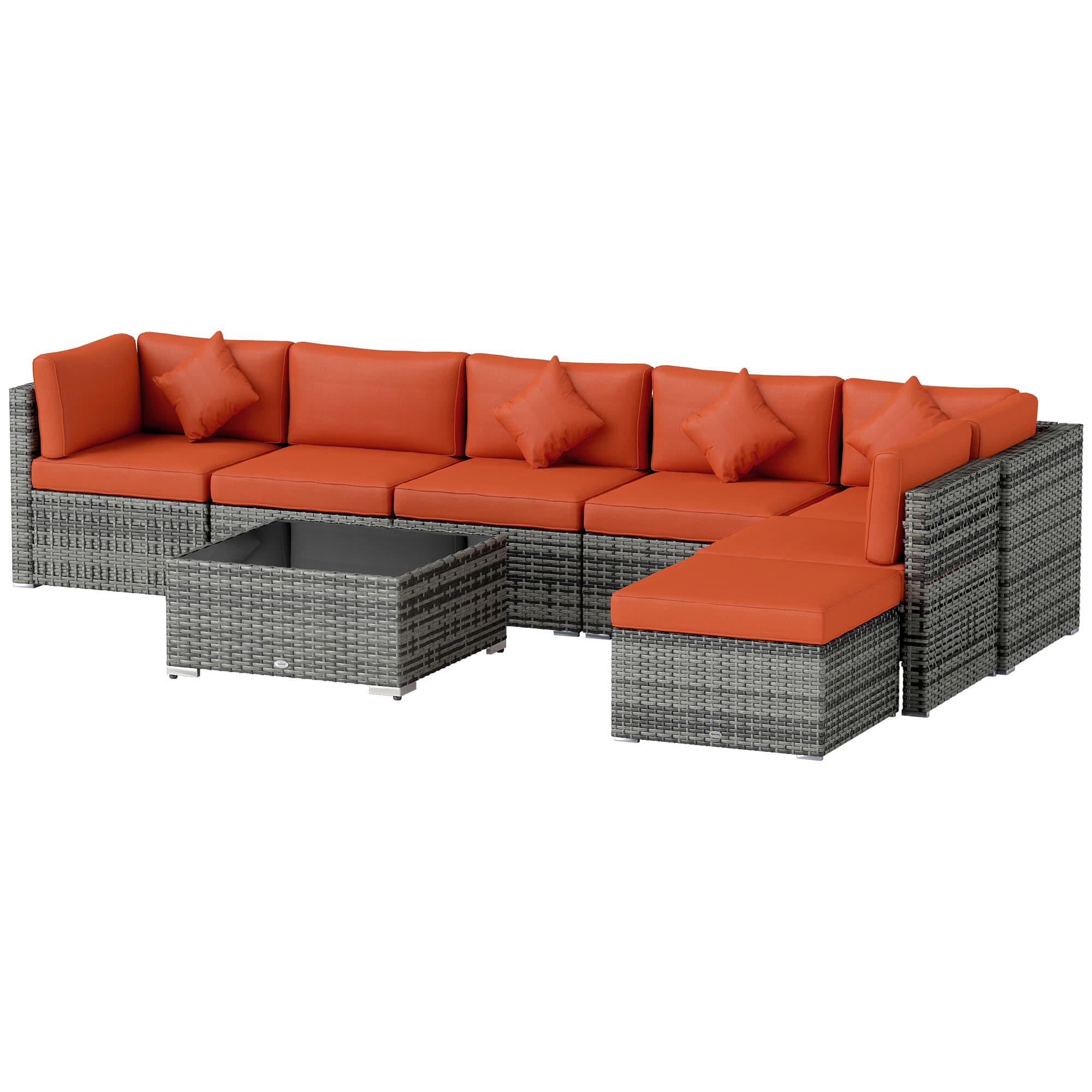 Transform Your Outdoors with this 8-Piece Rattan Sofa Set - Orange