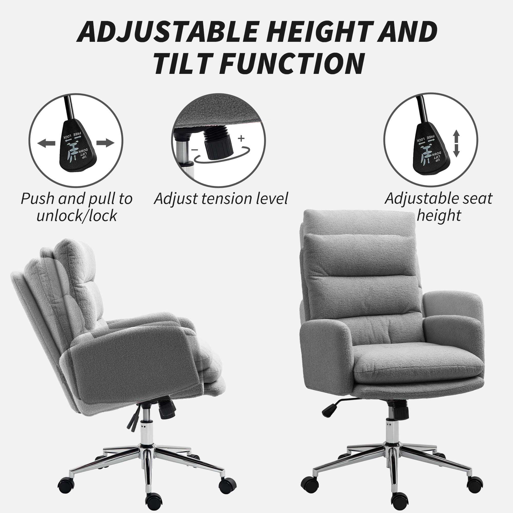 Transform Your Workspace with this Grey Sherpa Office Chair - image 3