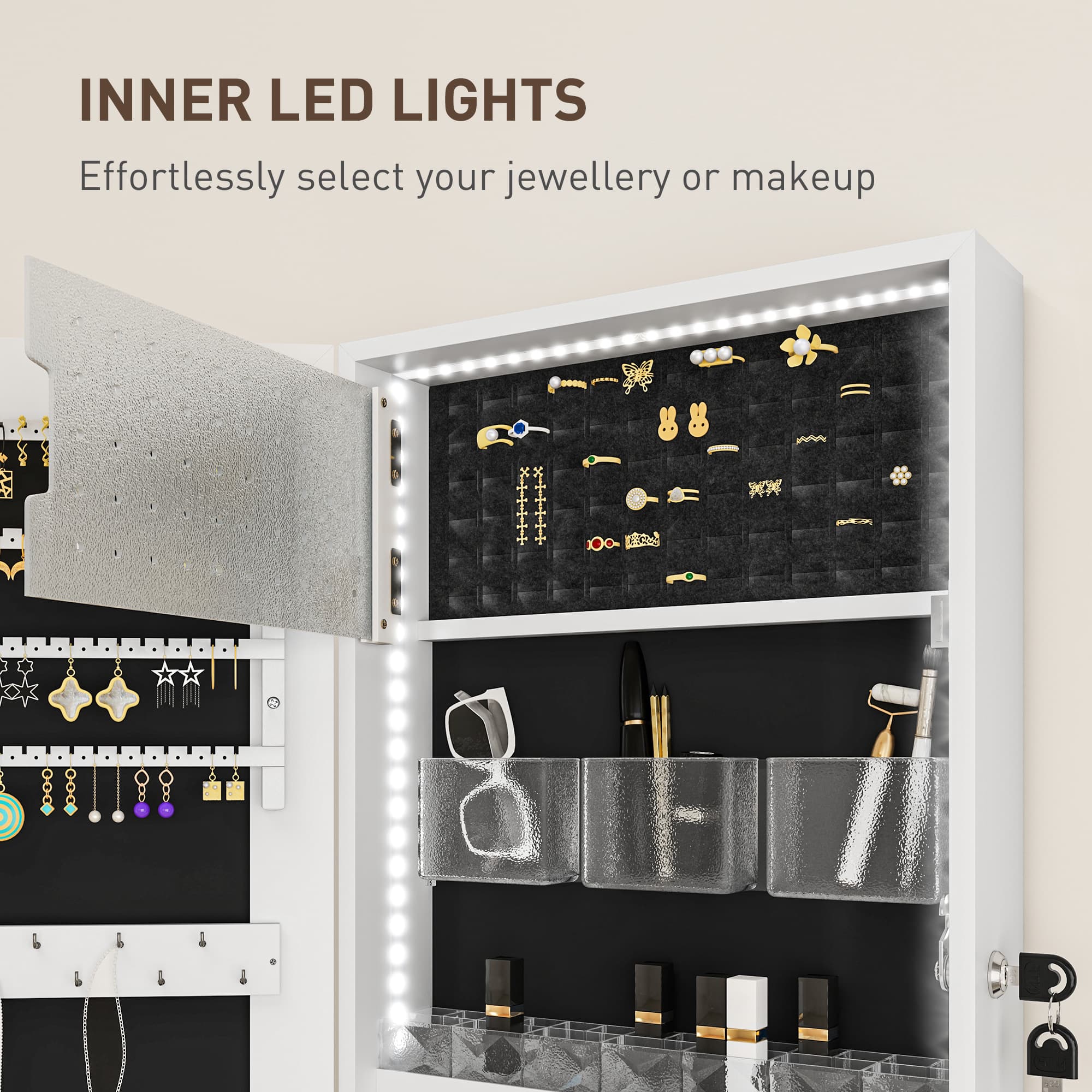 Transform Your Space with this LED Mirrored Jewellery Cabinet - image 2
