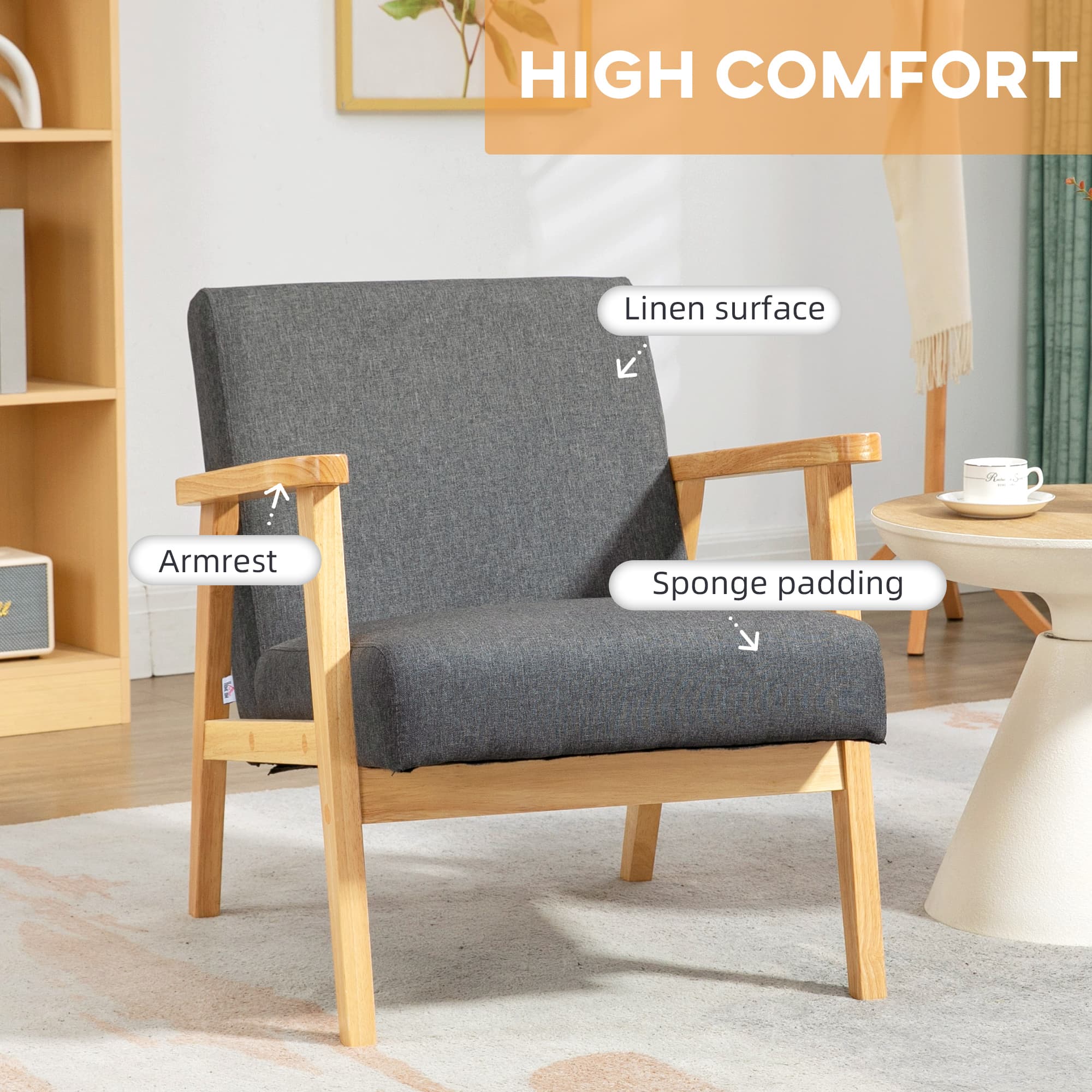 Transform Your Lounge with Two Dark Grey Retro Accent Chairs - image 4