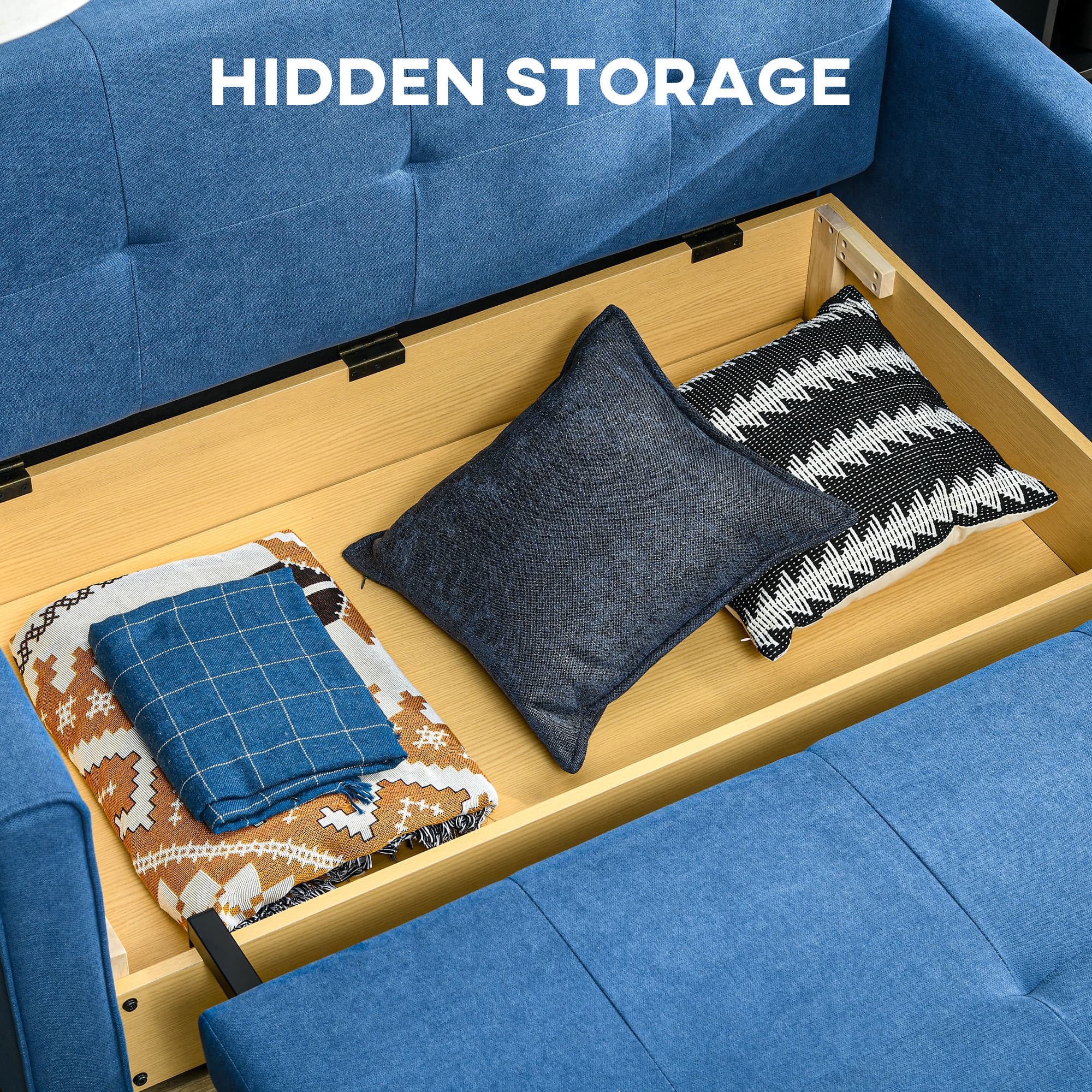 Maximise Your Space with this Deep Blue 2 Seater Sofa Bed - image 5