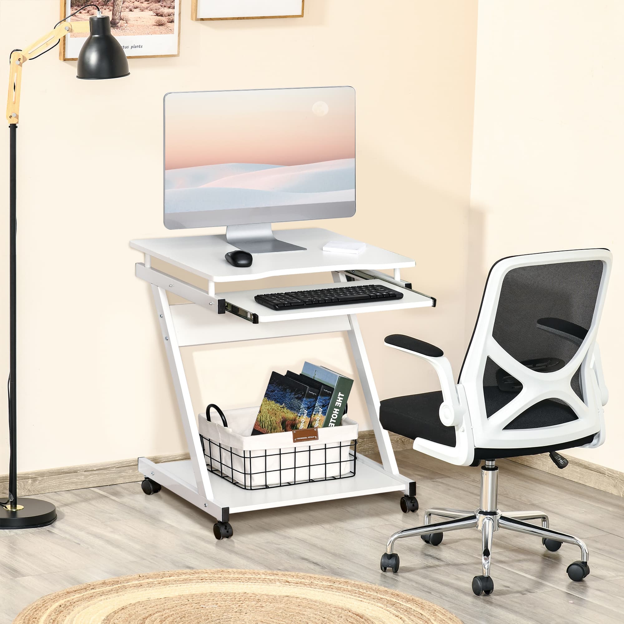Mobile Z-Frame Home Office Desk with Slide-Out Keyboard Tray - image 10