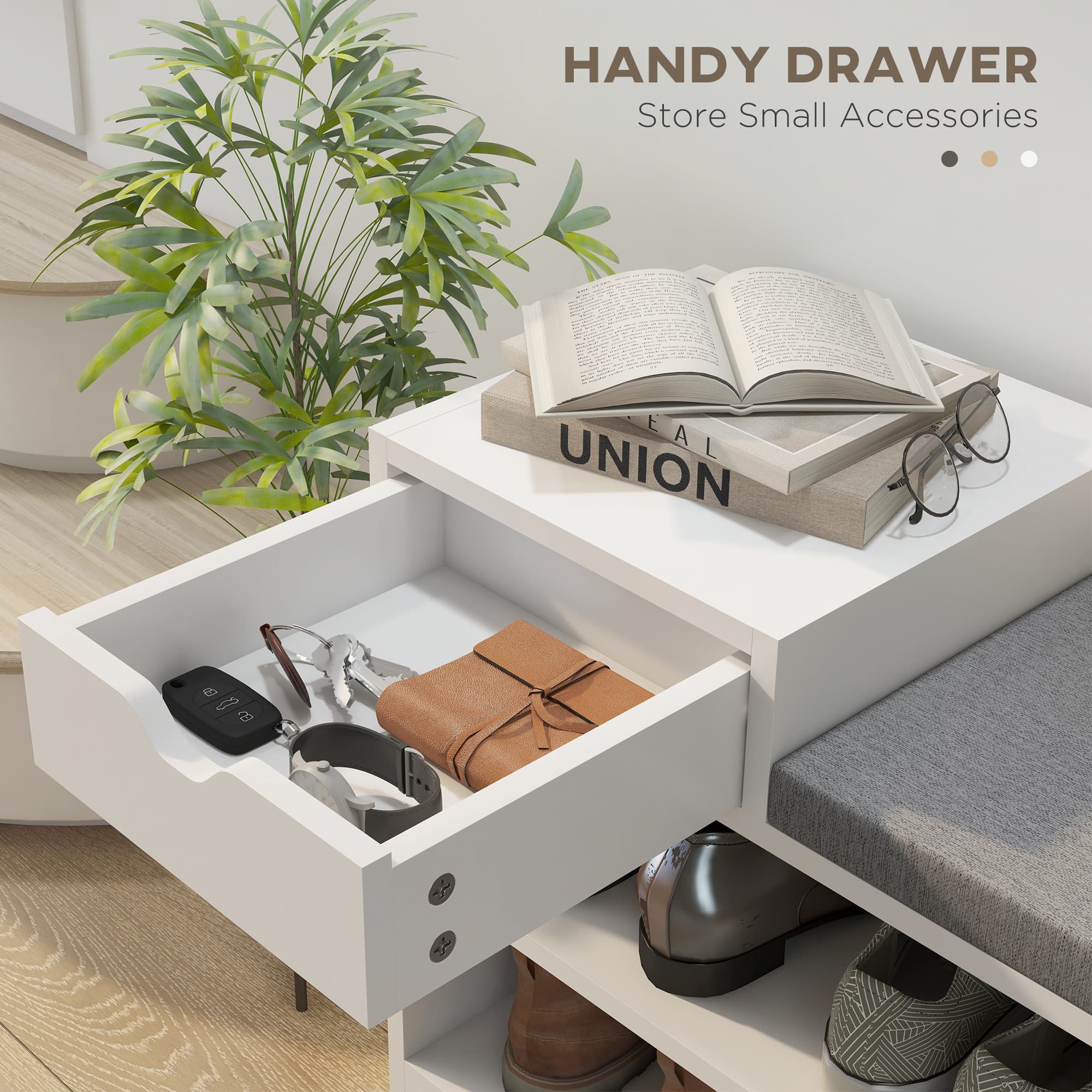 Effortless Hallway Organisation: White Shoe Bench with Seat - image 5