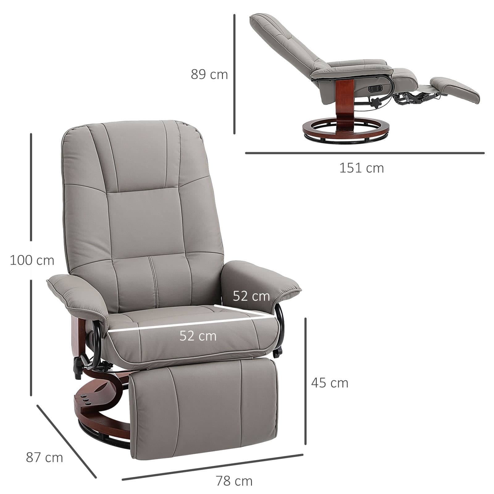 Transform Your Evenings with this Grey Reclining Swivel Chair - image 2