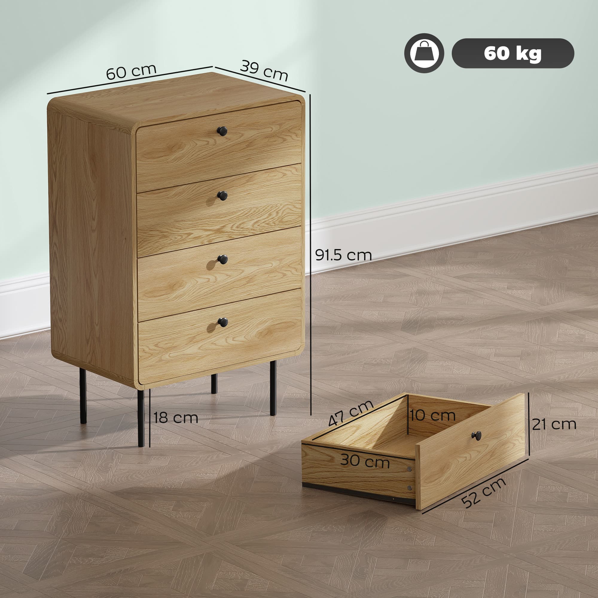 Transform Your Bedroom with this Modern Oak 4-Drawer Chest - image 1