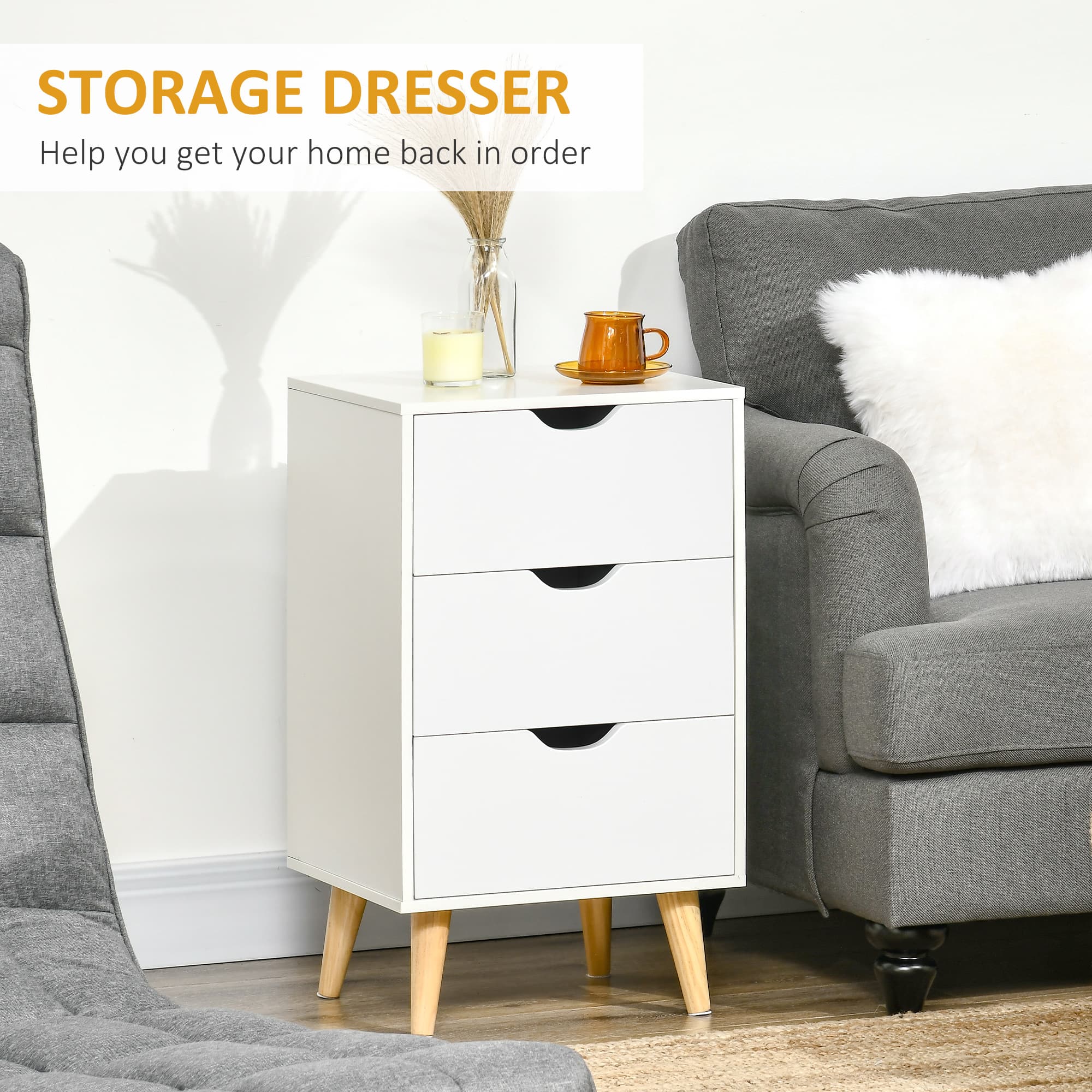 Effortless Storage: White 3-Drawer Bedside Table - image 1
