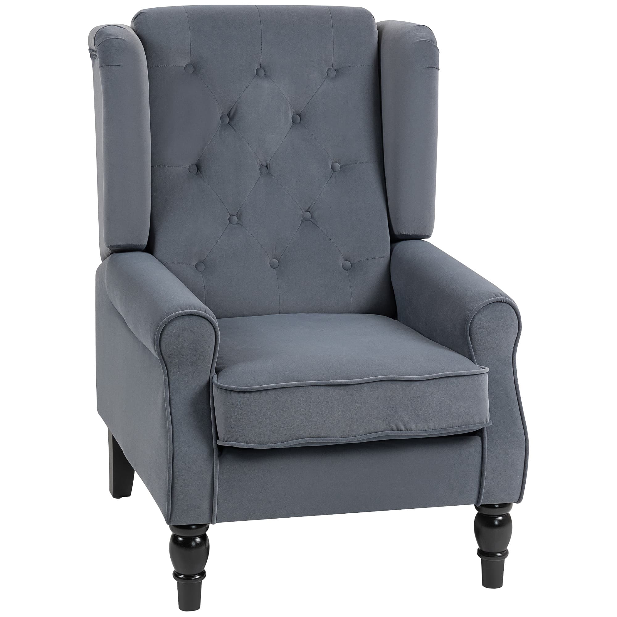 Discover Timeless Comfort: Grey Velvet Wingback Accent Chair