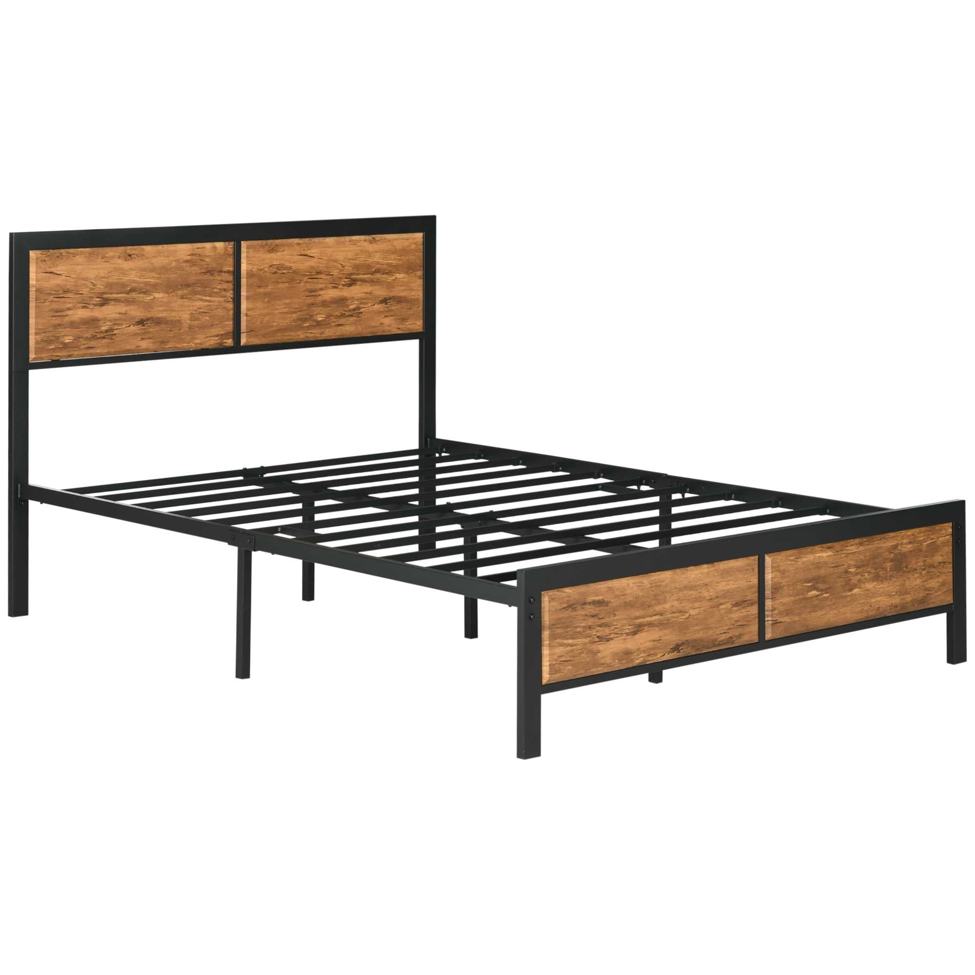 Transform Your Bedroom with this Industrial Double Bed - Rustic Brown